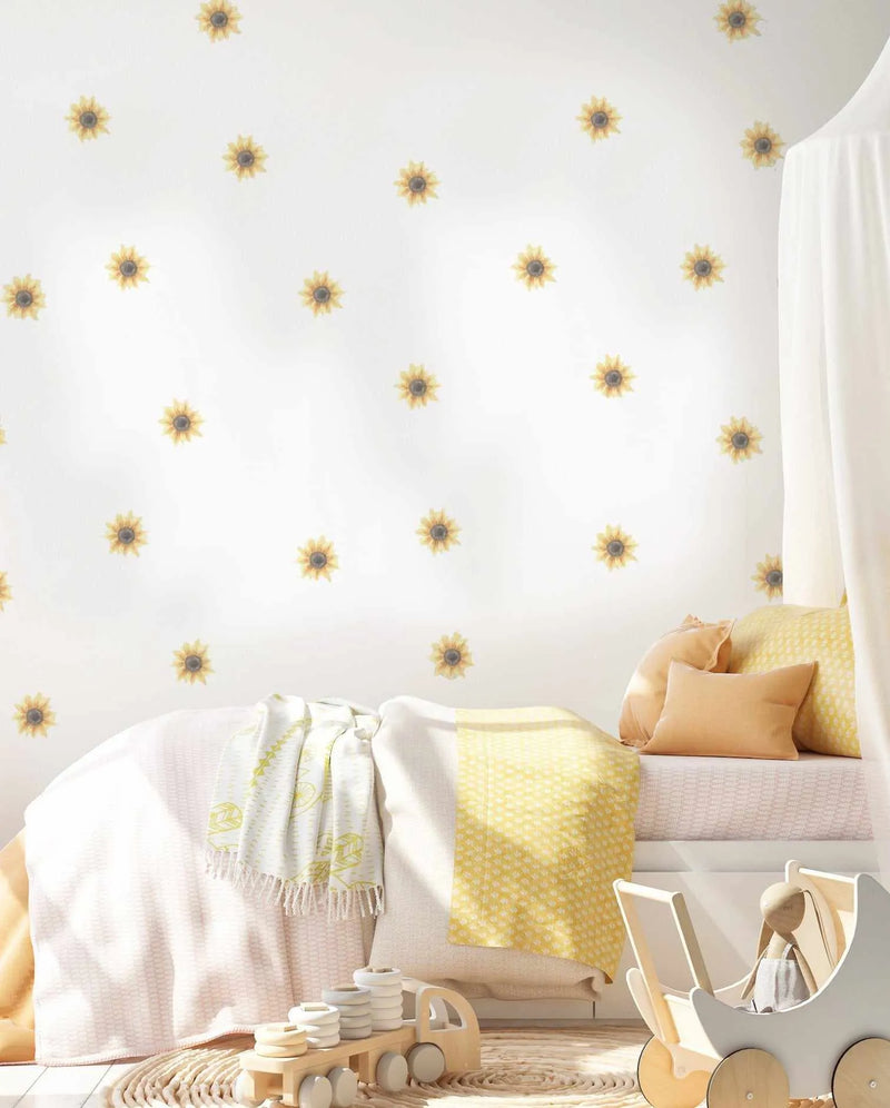 Country Sunflowers Decal Set-Decals-Olive et Oriel-Decorate your kids bedroom wall decor with removable wall decals, these fabric kids decals are a great way to add colour and update your children's bedroom. Available as girls wall decals or boys wall decals, there are also nursery decals.