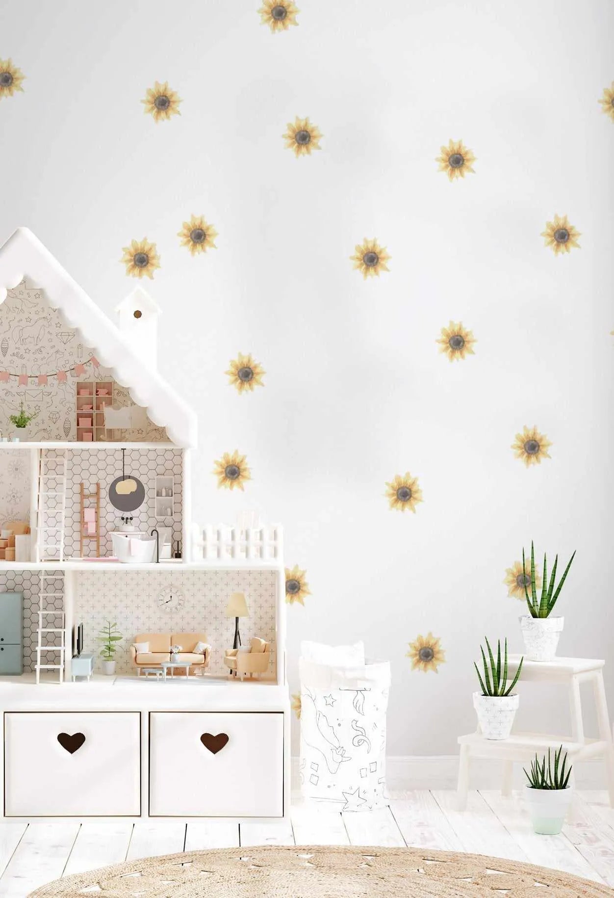 Country Sunflowers Decal Set-Decals-Olive et Oriel-Decorate your kids bedroom wall decor with removable wall decals, these fabric kids decals are a great way to add colour and update your children's bedroom. Available as girls wall decals or boys wall decals, there are also nursery decals.