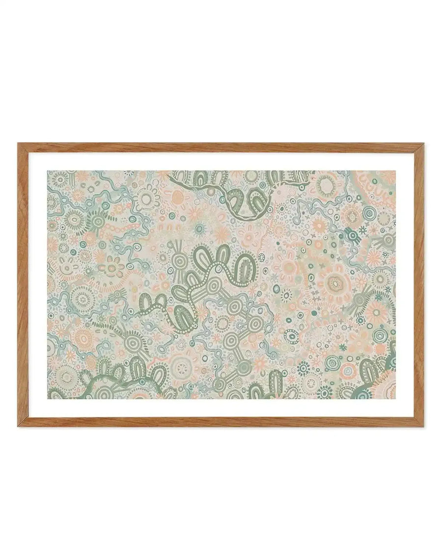 Country in Colour | Green by Leah Cummins Art Print-PRINT-Order sage mint green framed abstract painting wall art prints online with Olive et Oriel Australia