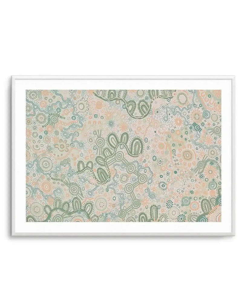 Country in Colour | Green by Leah Cummins Art Print-PRINT-Order sage mint green framed abstract painting wall art prints online with Olive et Oriel Australia