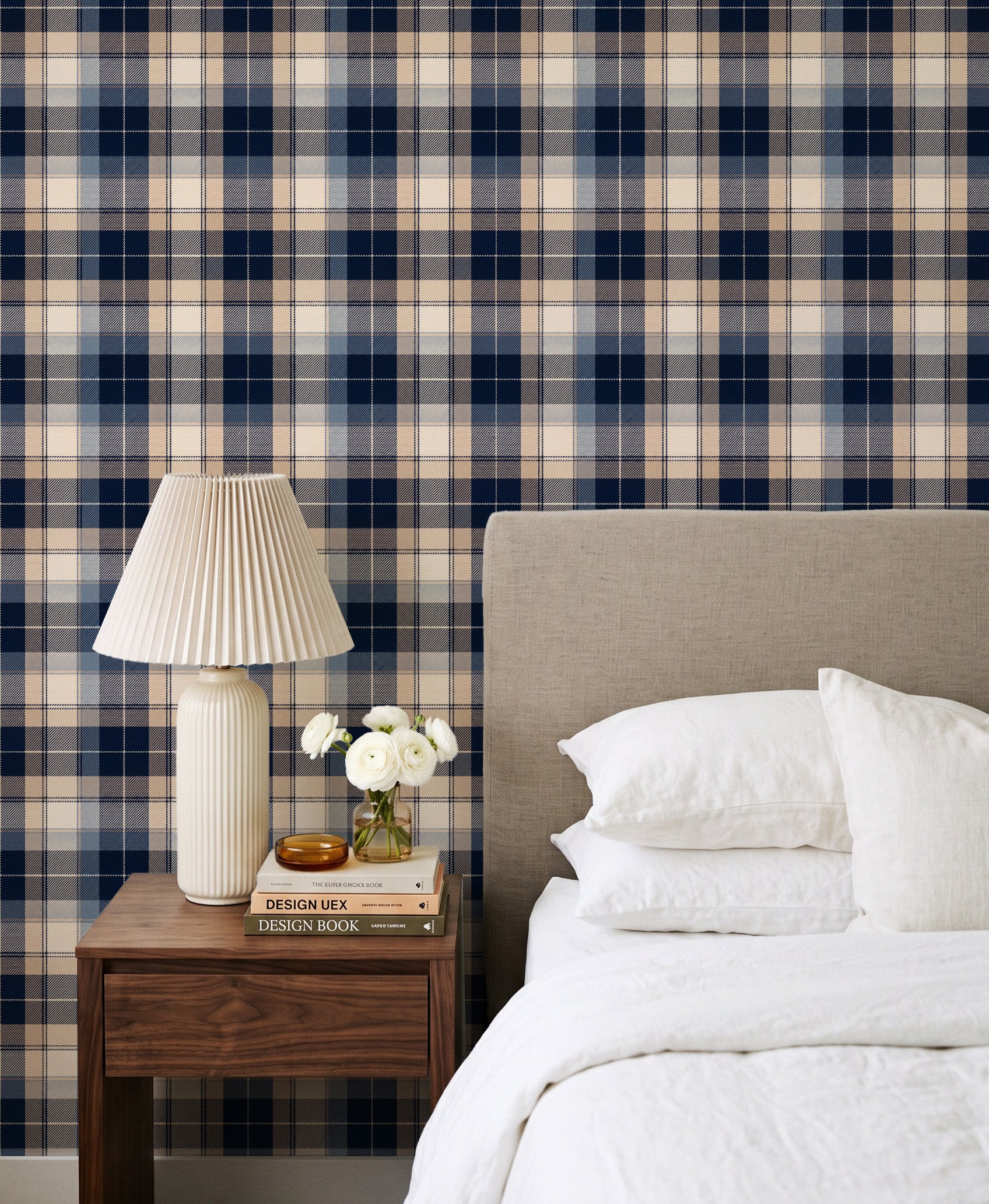 Country House Tartan Navy Blue Wallpaper