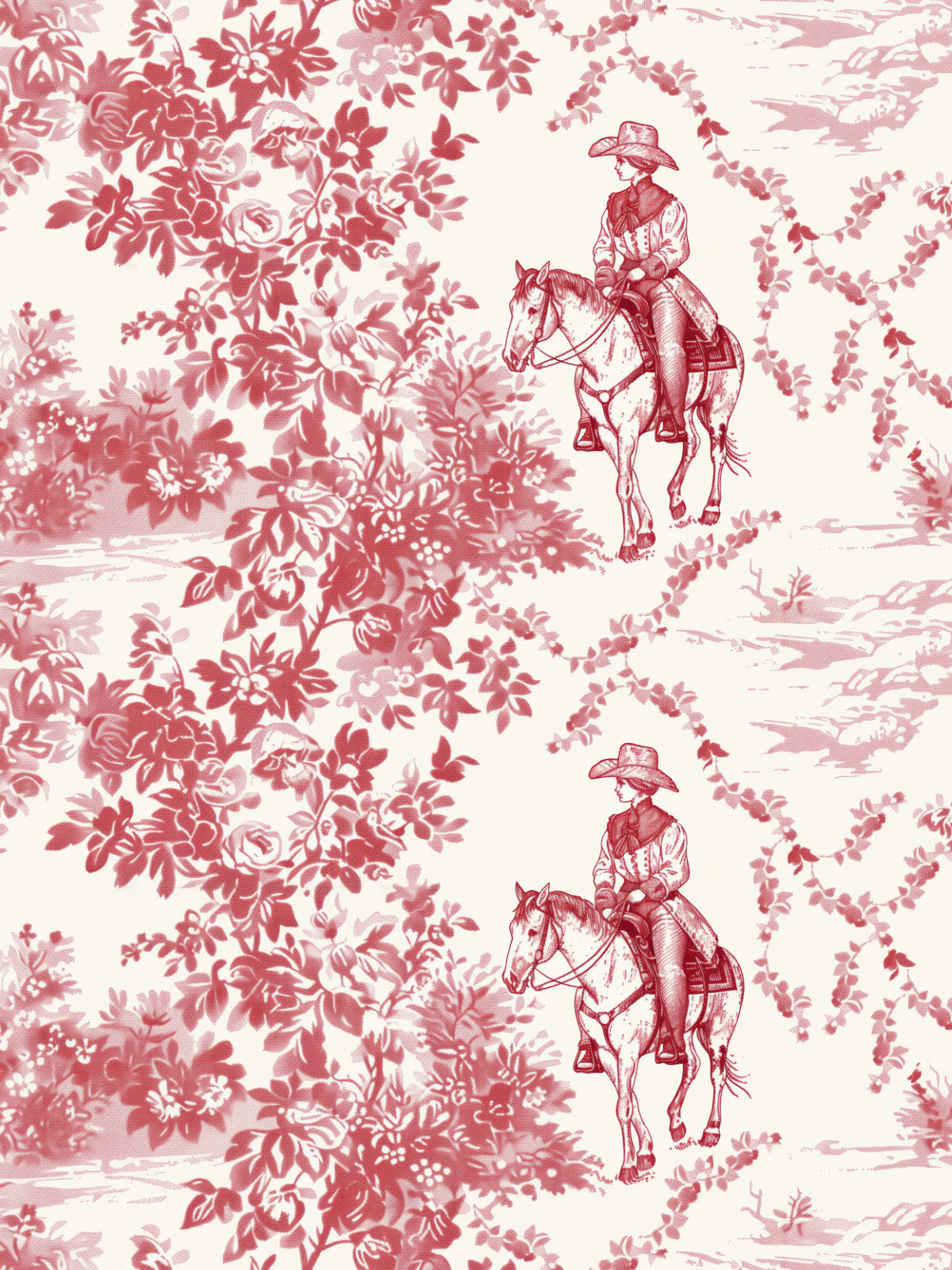 Cowgirl Toile de Jouy Wallpaper