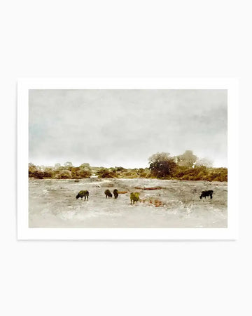 Cows by the Sea by Dan Hobday Art Print from Olive et Oriel where you can shop wallpaper and artworks online