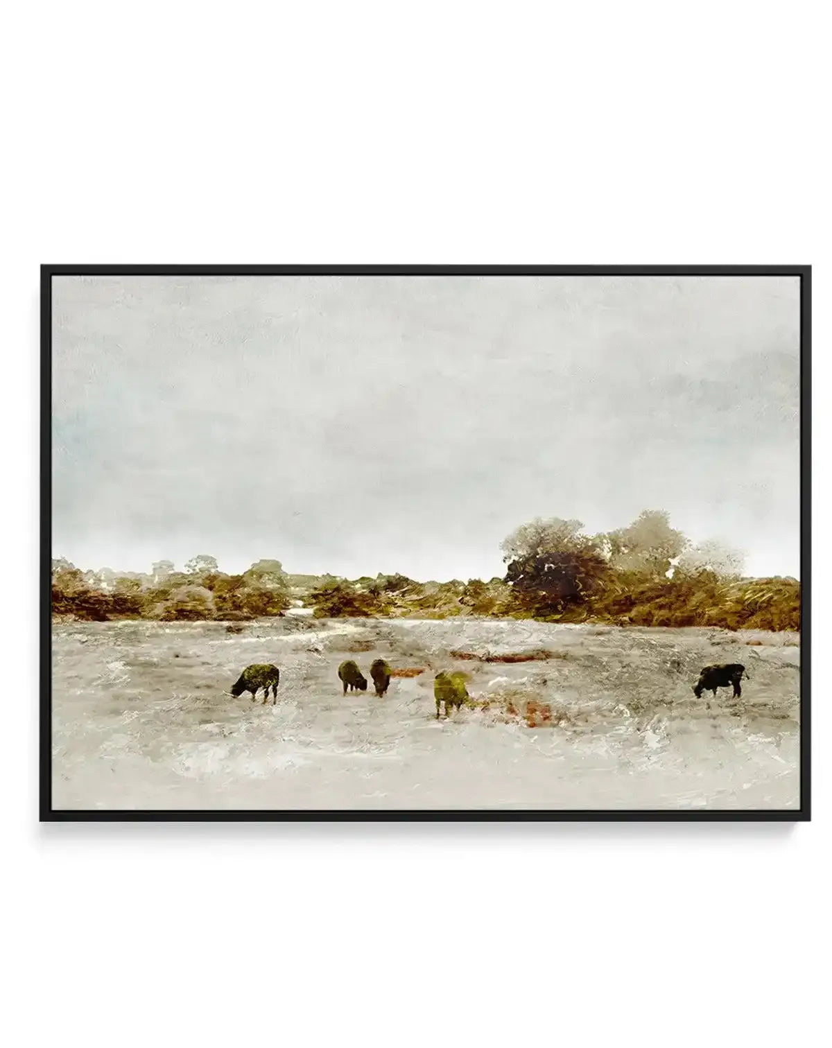 Cows by the Sea by Dan Hobday | Framed Canvas-CANVAS-You can shop wall art online with Olive et Oriel for everything from abstract art to fun kids wall art. Our beautiful modern art prints and canvas art are available from large canvas prints to wall art paintings and our proudly Australian artwork collection offers only the highest quality framed large wall art and canvas art Australia - You can buy fashion photography prints or Hampton print posters and paintings on canvas from Olive et Oriel 