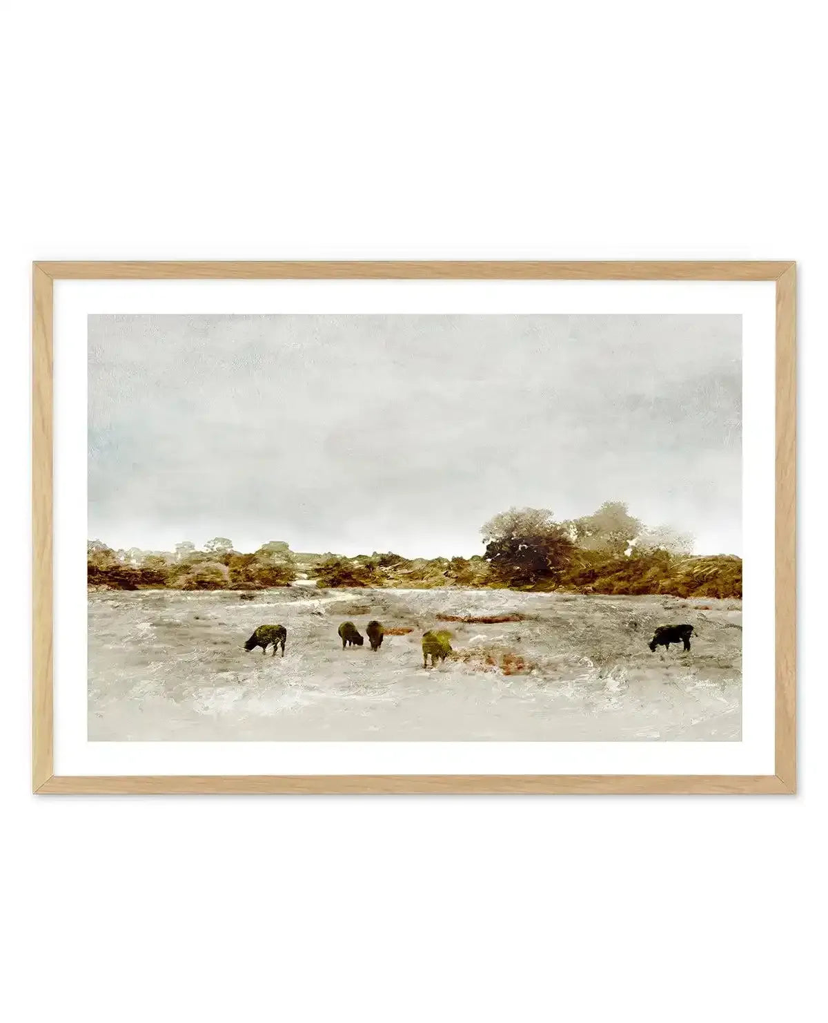 Cows by the Sea by Dan Hobday Art Print-PRINT-Olive et Oriel-Dan Hobday-A5 | 5.8" x 8.3" | 14.8 x 21cm-Oak-With White Border-Buy-Australian-Art-Prints-Online-with-Olive-et-Oriel-Your-Artwork-Specialists-Austrailia-Decorate-With-Coastal-Photo-Wall-Art-Prints-From-Our-Beach-House-Artwork-Collection-Fine-Poster-and-Framed-Artwork