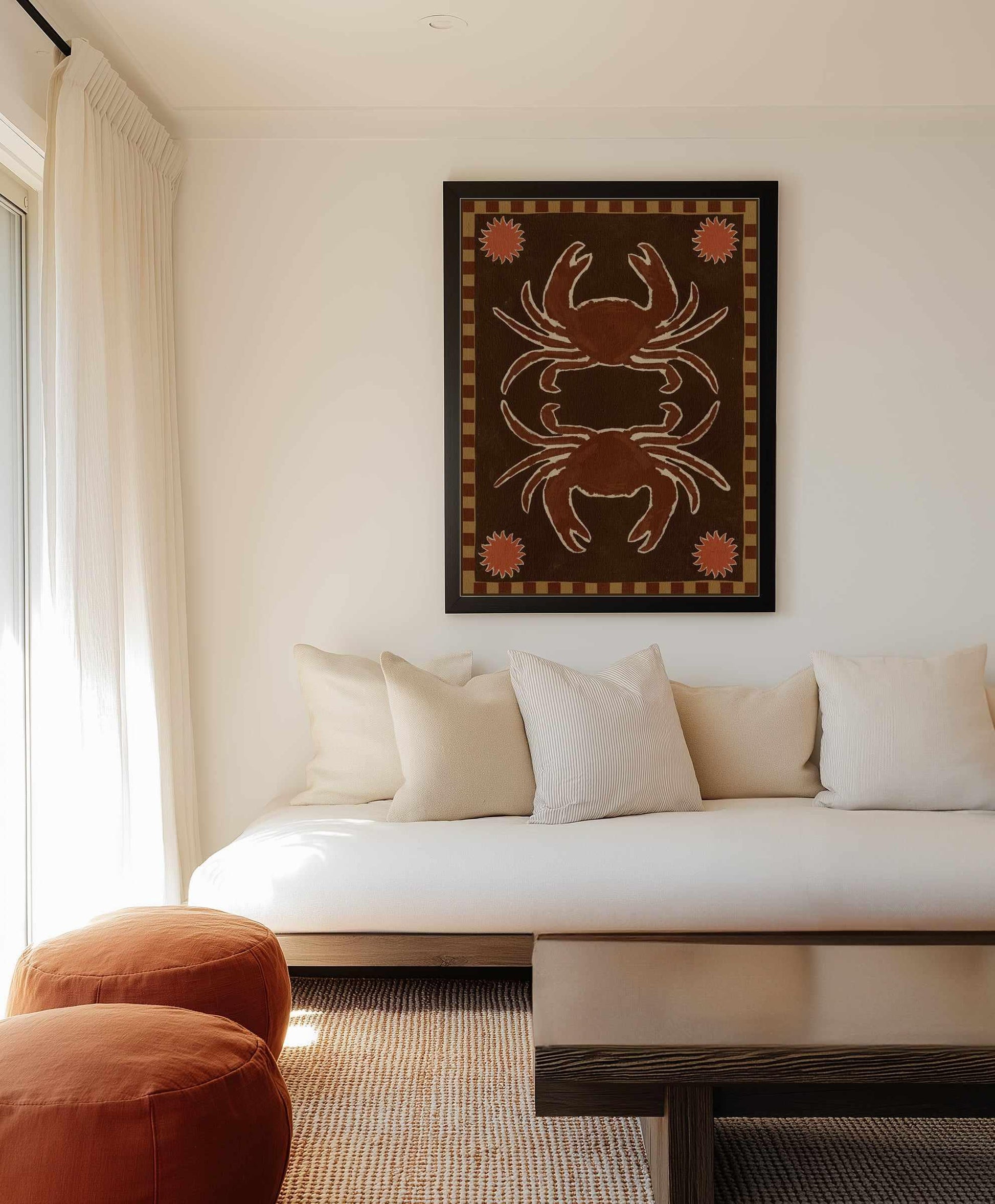 Crab Mirror Dance by Shatha Al Dafai | Framed Canvas Art Print from Olive et Oriel where you can shop wallpaper and artworks online