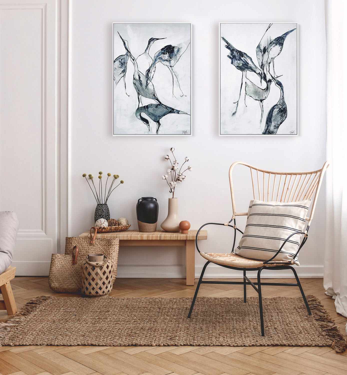 Crane I by Design Fabrikken | Framed Canvas Art Print