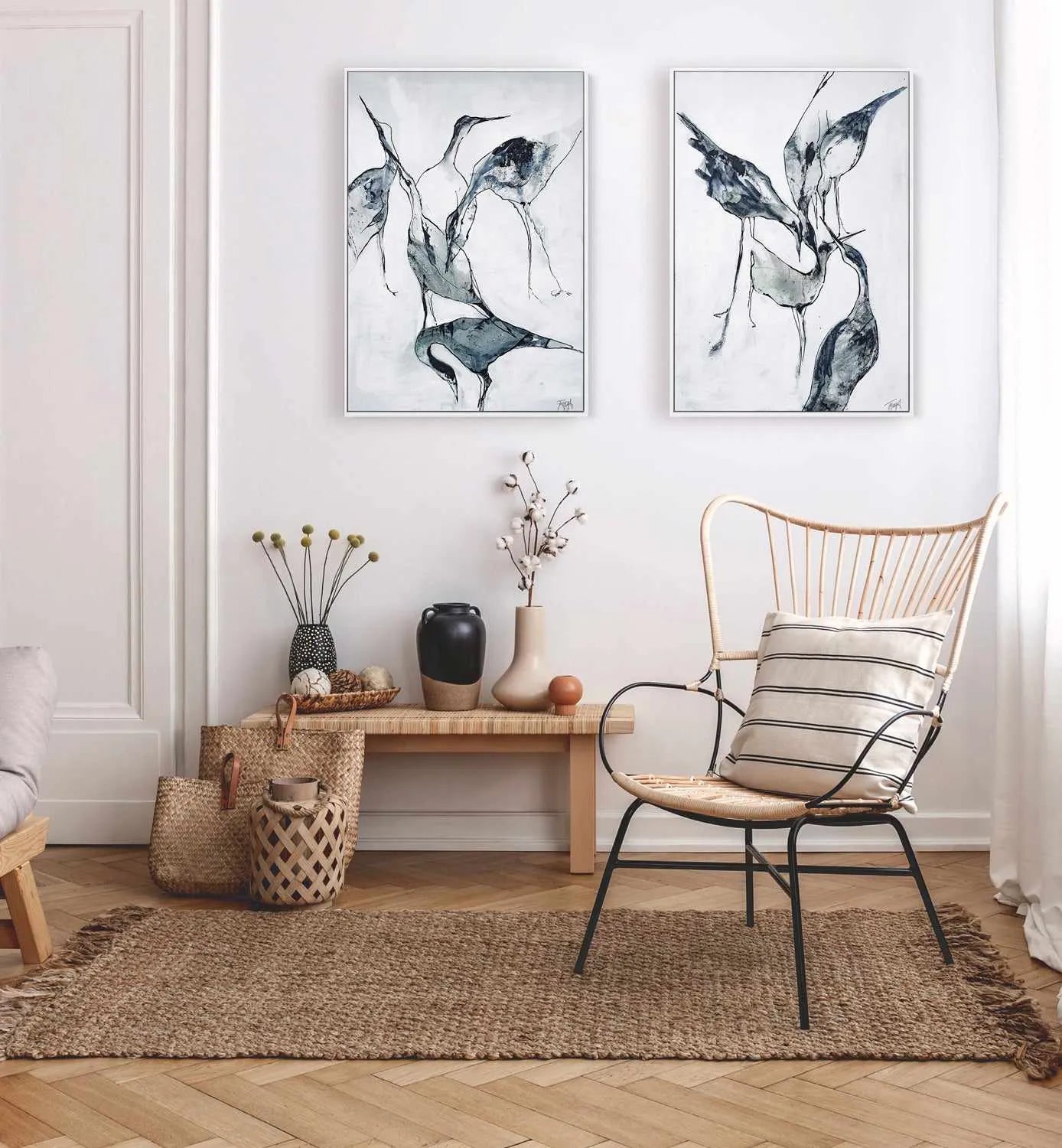 Crane II by Design Fabrikken | Framed Canvas Art Print from Olive et Oriel where you can shop wallpaper and artworks online