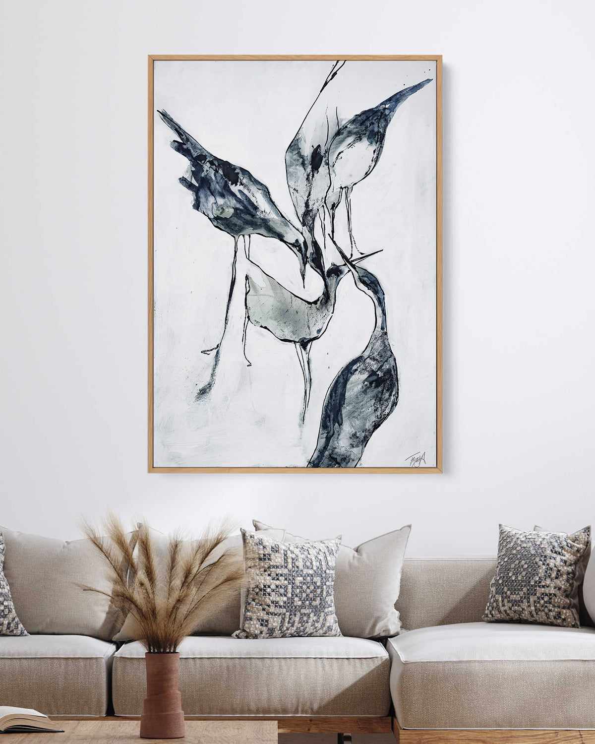 Crane II by Design Fabrikken | Framed Canvas Art Print