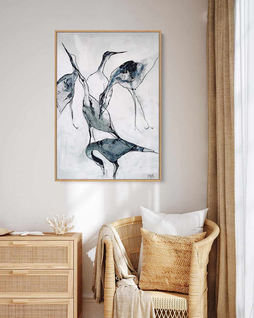Crane I by Design Fabrikken | Framed Canvas Art Print