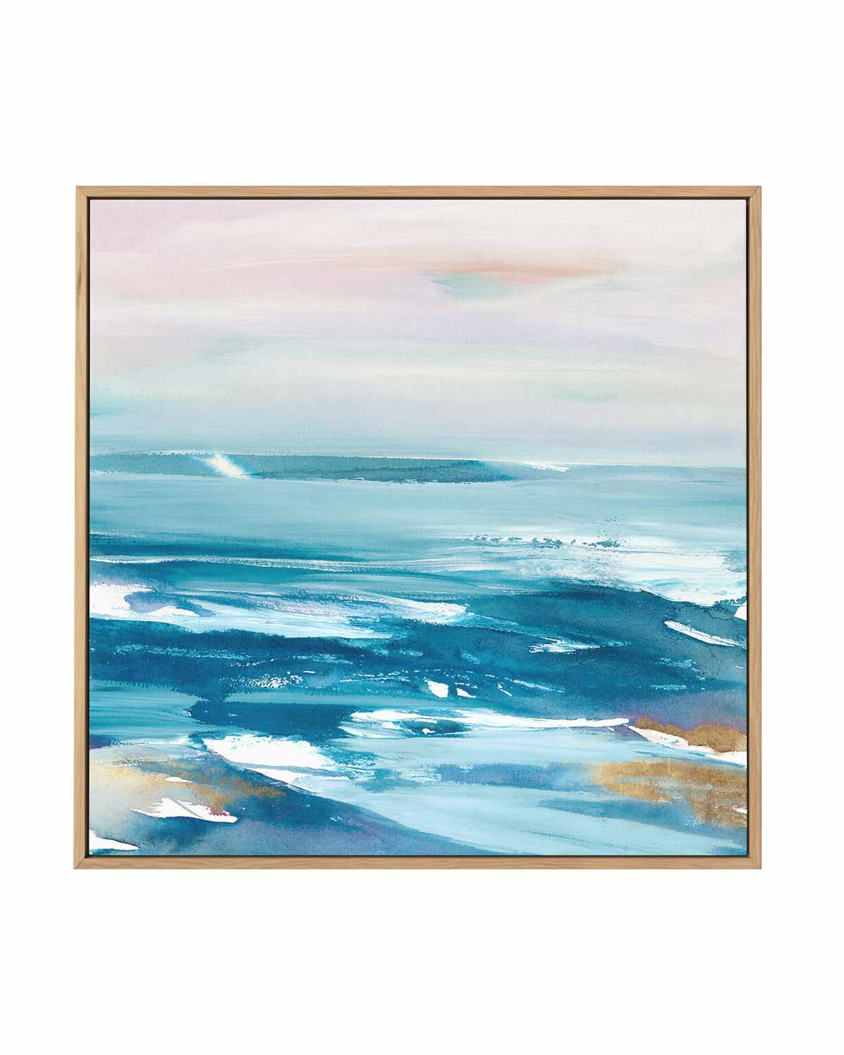 Crashing Blue Waves | Framed Canvas Art Print