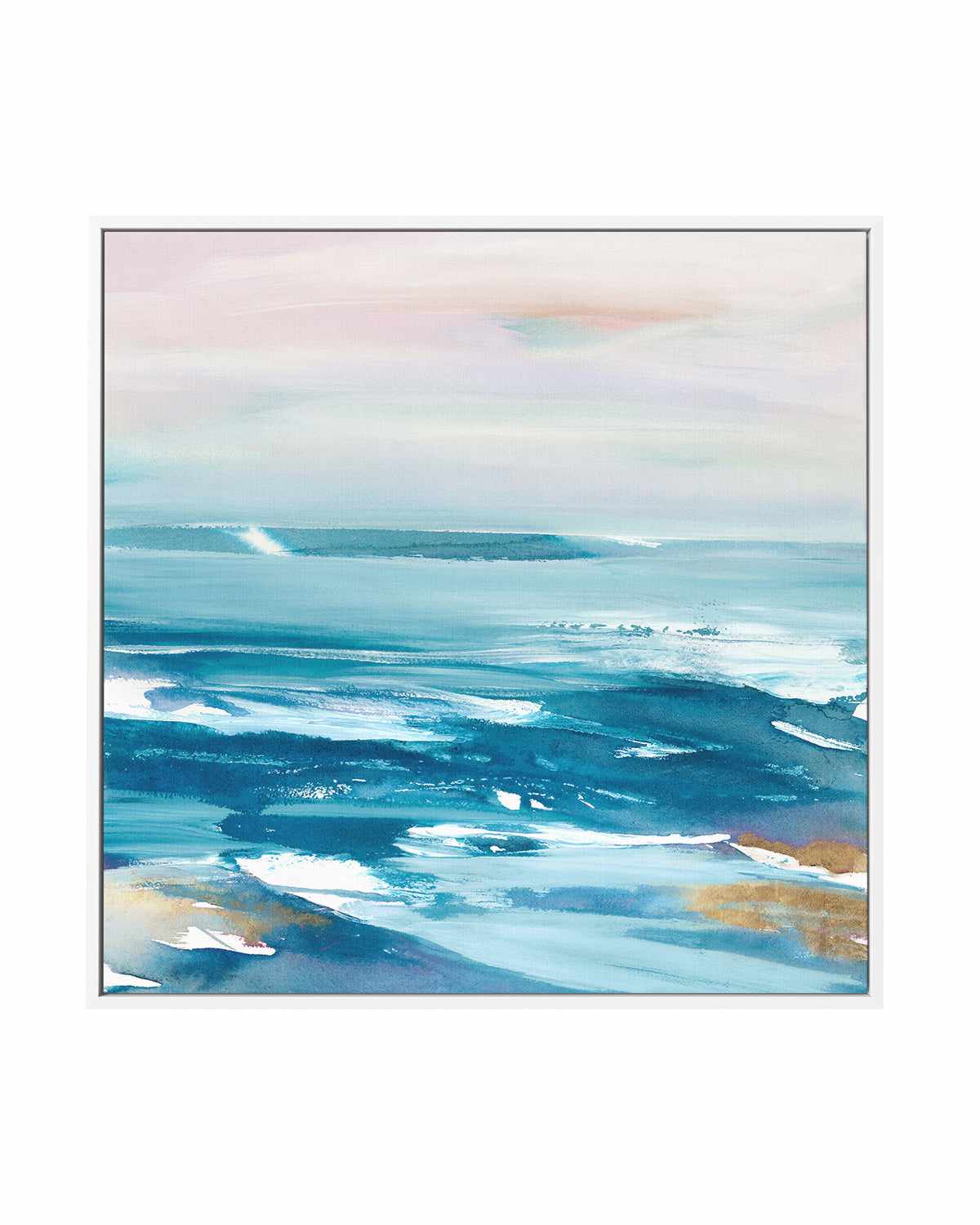 Crashing Blue Waves | Framed Canvas Art Print