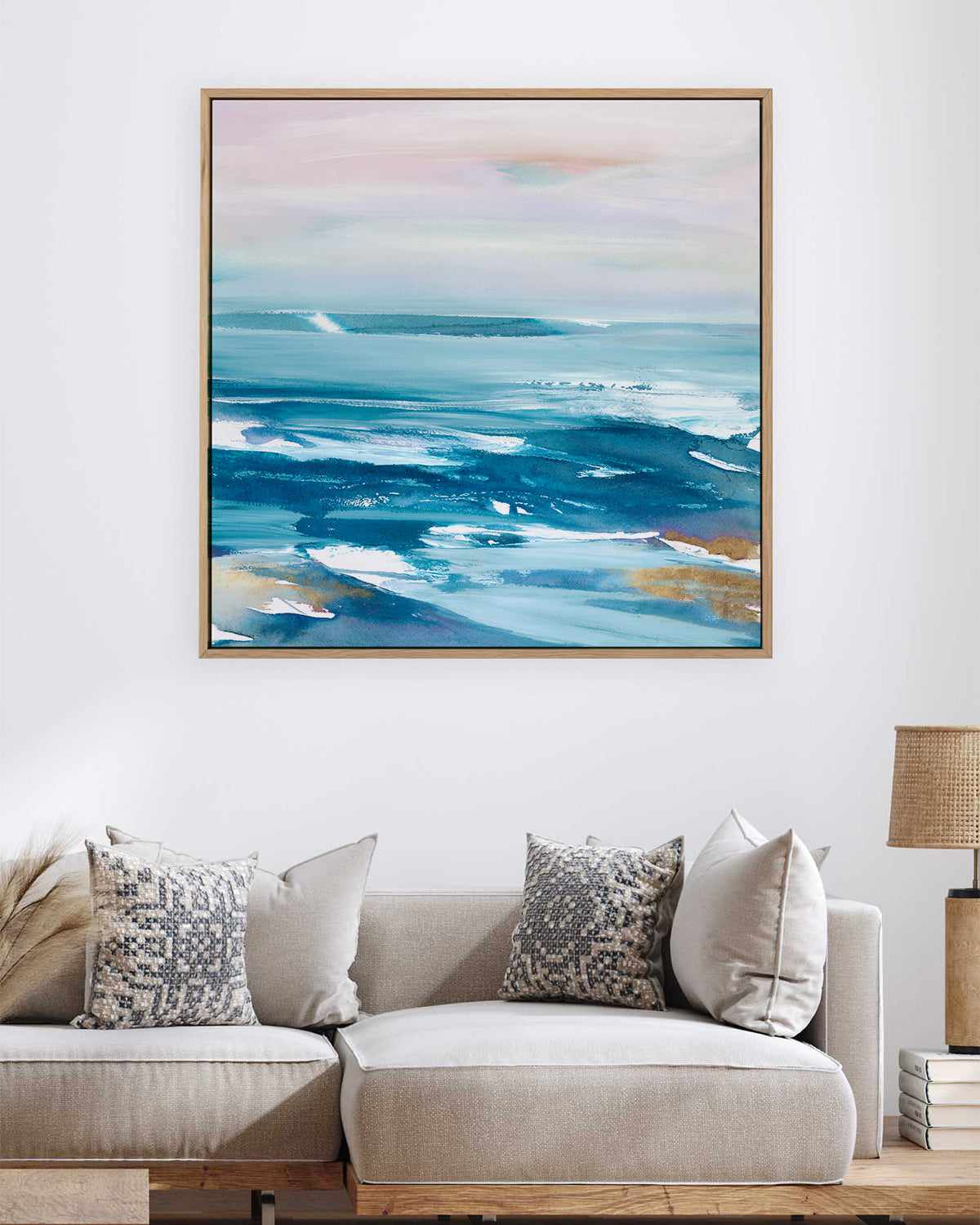 Crashing Blue Waves | Framed Canvas Art Print