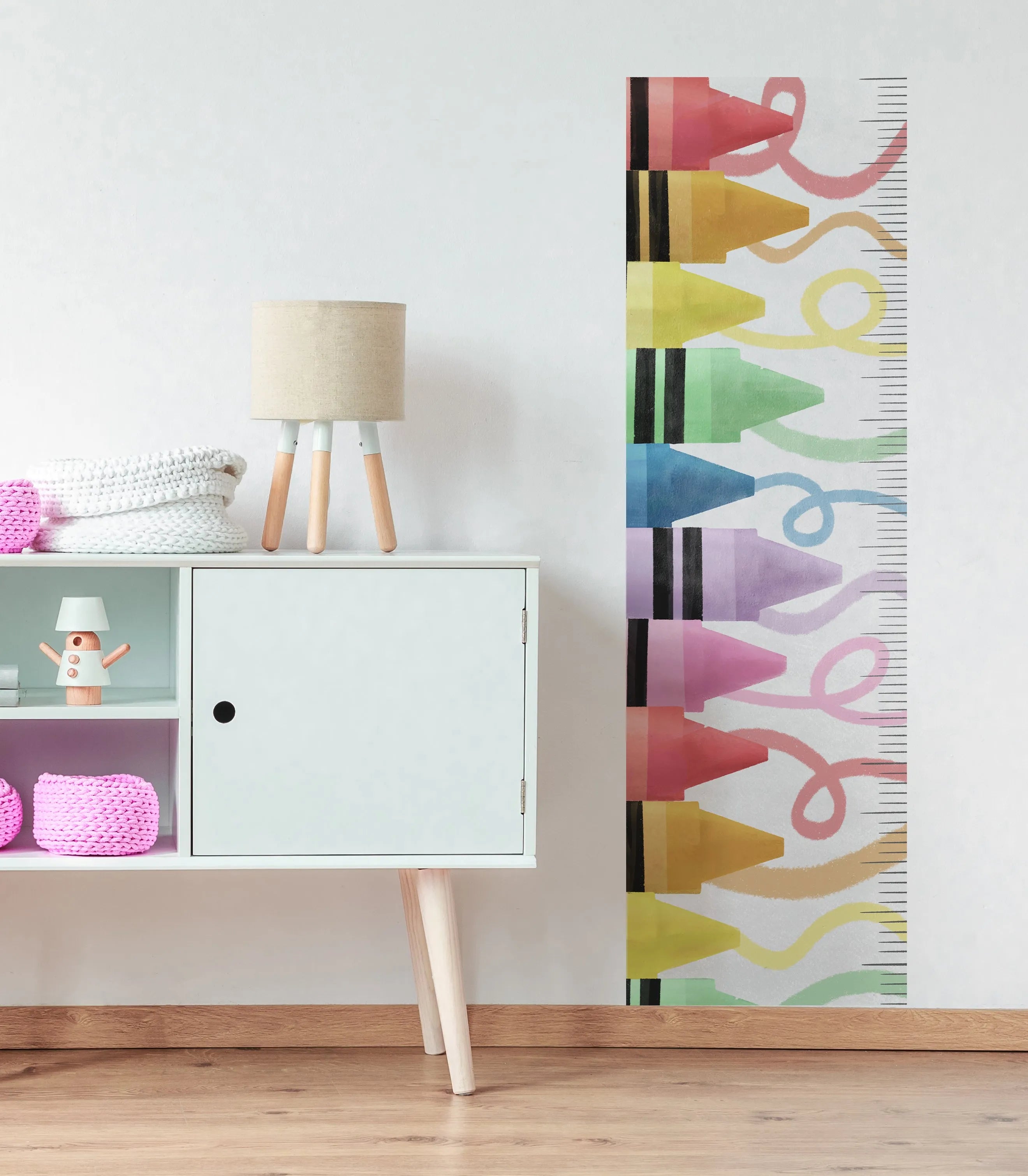Colourful Crayons Height Chart Decal from Olive et Oriel where you can shop wallpaper and artworks online