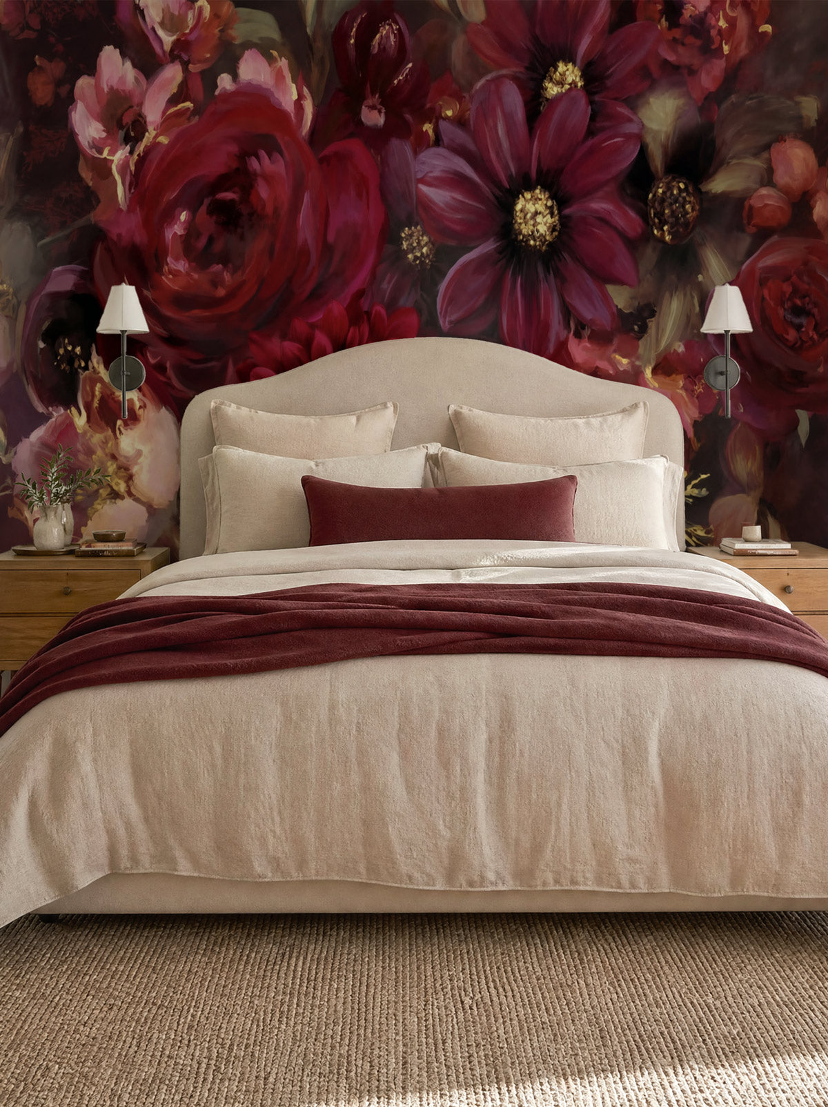 Crimson Bloom Mural Wallpaper