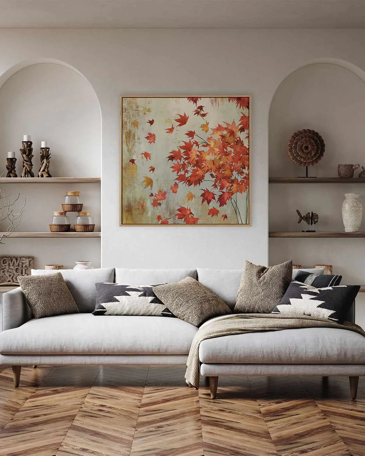 Crimson Foliage | Framed Canvas Art Print from Olive et Oriel where you can shop wallpaper and artworks online