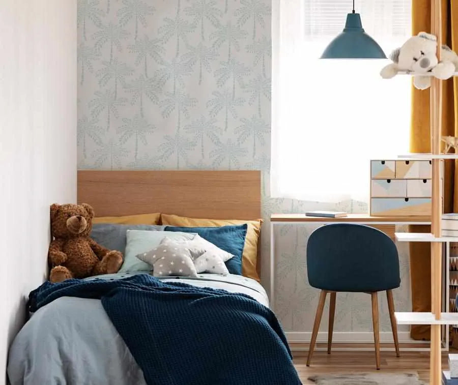 Cruisey Palms in Sky Blue Wallpaper-Wallpaper-Buy Kids Removable Wallpaper Online Our Custom Made Children‚àö¬¢‚Äö√á¬®‚Äö√ë¬¢s Wallpapers Are A Fun Way To Decorate And Enhance Boys Bedroom Decor And Girls Bedrooms They Are An Amazing Addition To Your Kids Bedroom Walls Our Collection of Kids Wallpaper Is Sure To Transform Your Kids Rooms Interior Style From Pink Wallpaper To Dinosaur Wallpaper Even Marble Wallpapers For Teen Boys Shop Peel And Stick Wallpaper Online Today With Olive et Oriel