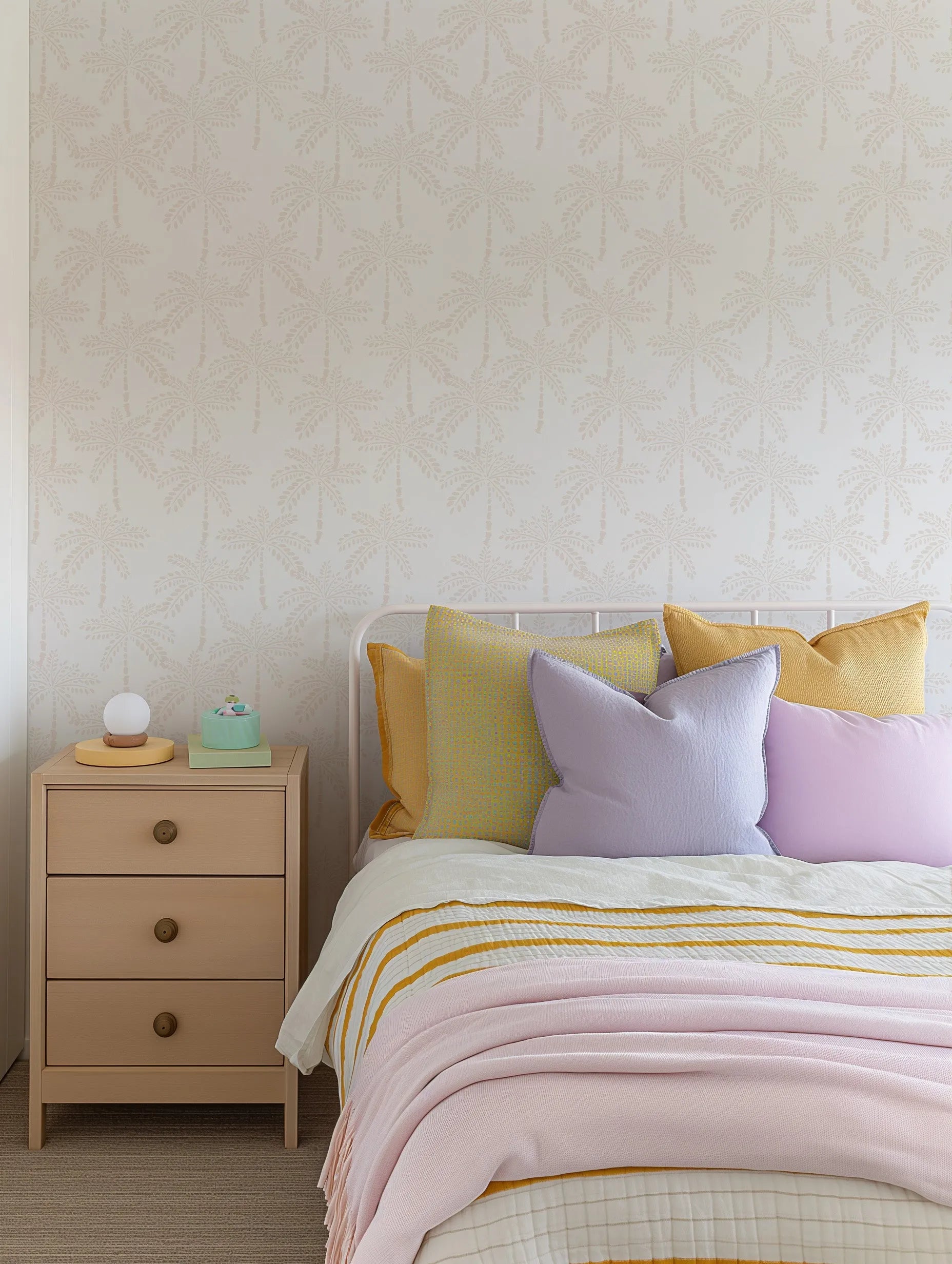 Cruisey Palms in Sand Wallpaper from Olive et Oriel where you can shop wallpaper and artworks online