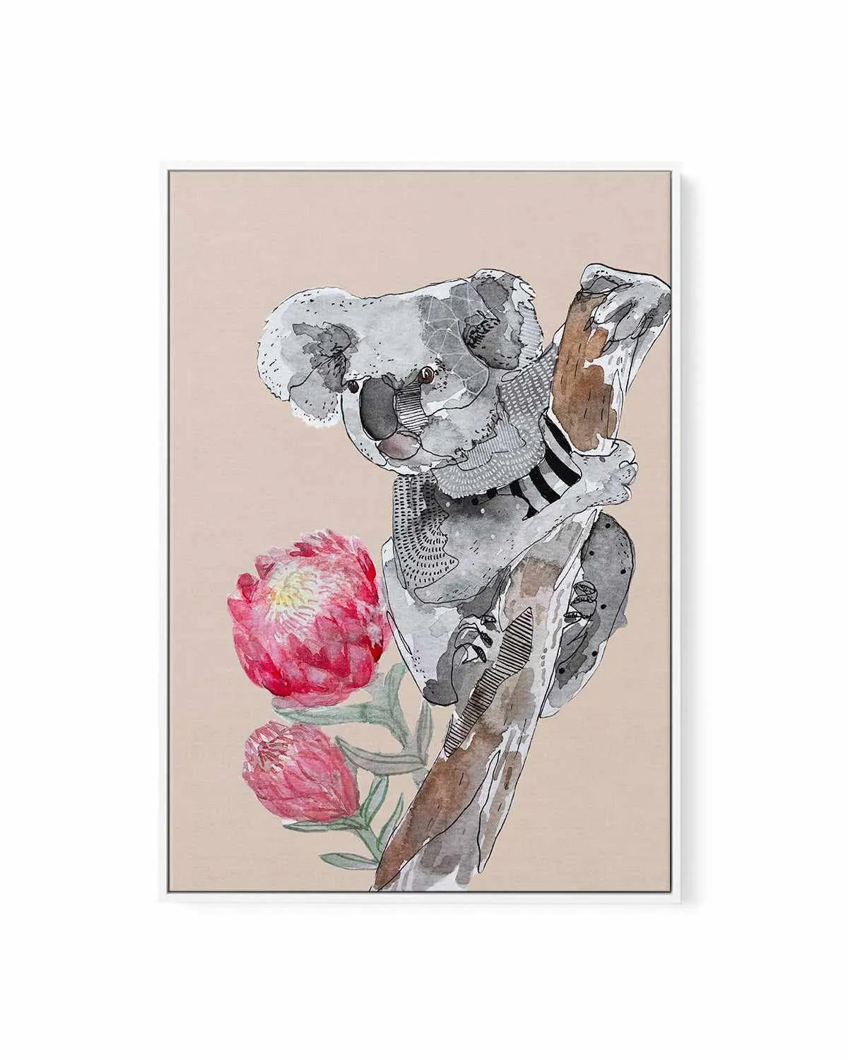 Cutie Koala Beige by Maku Fenaroli | Framed Canvas Art Print from Olive et Oriel where you can shop wallpaper and artworks online