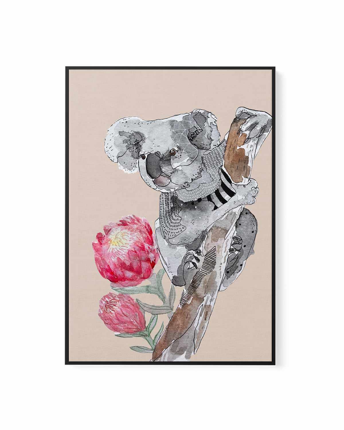 Cutie Koala Beige by Maku Fenaroli | Framed Canvas Art Print