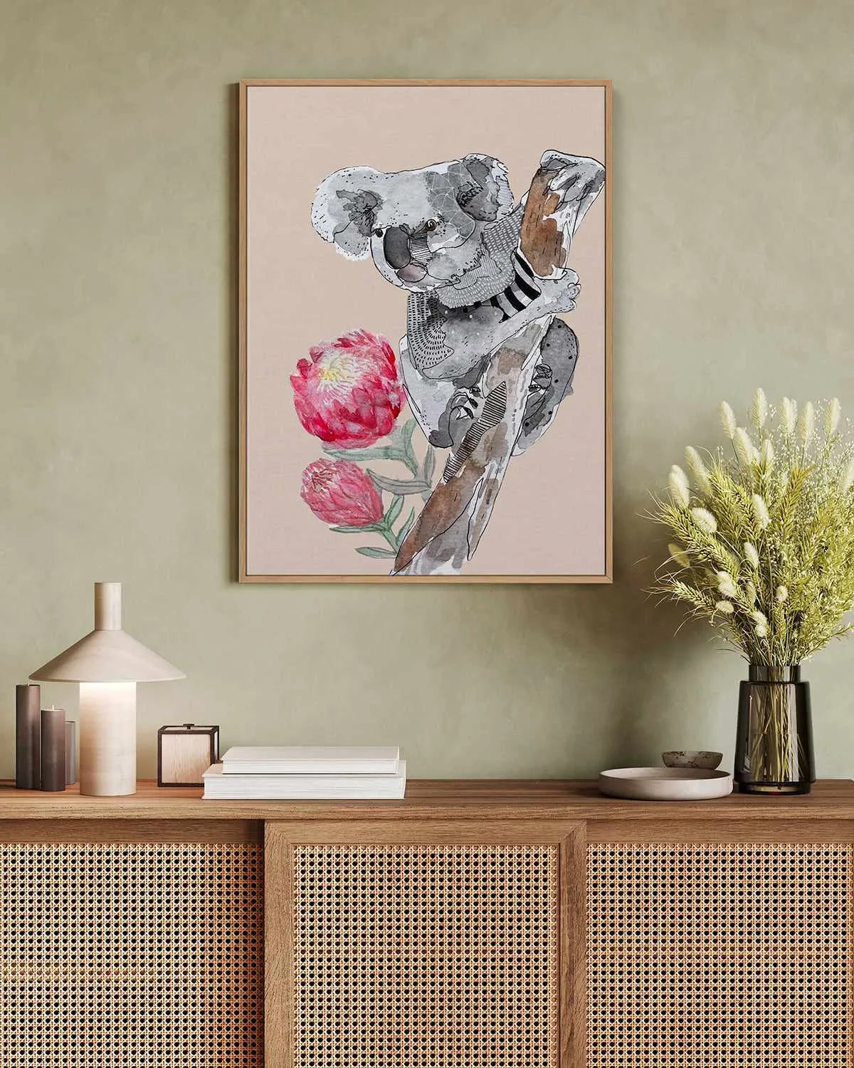 Cutie Koala Beige by Maku Fenaroli | Framed Canvas Art Print from Olive et Oriel where you can shop wallpaper and artworks online