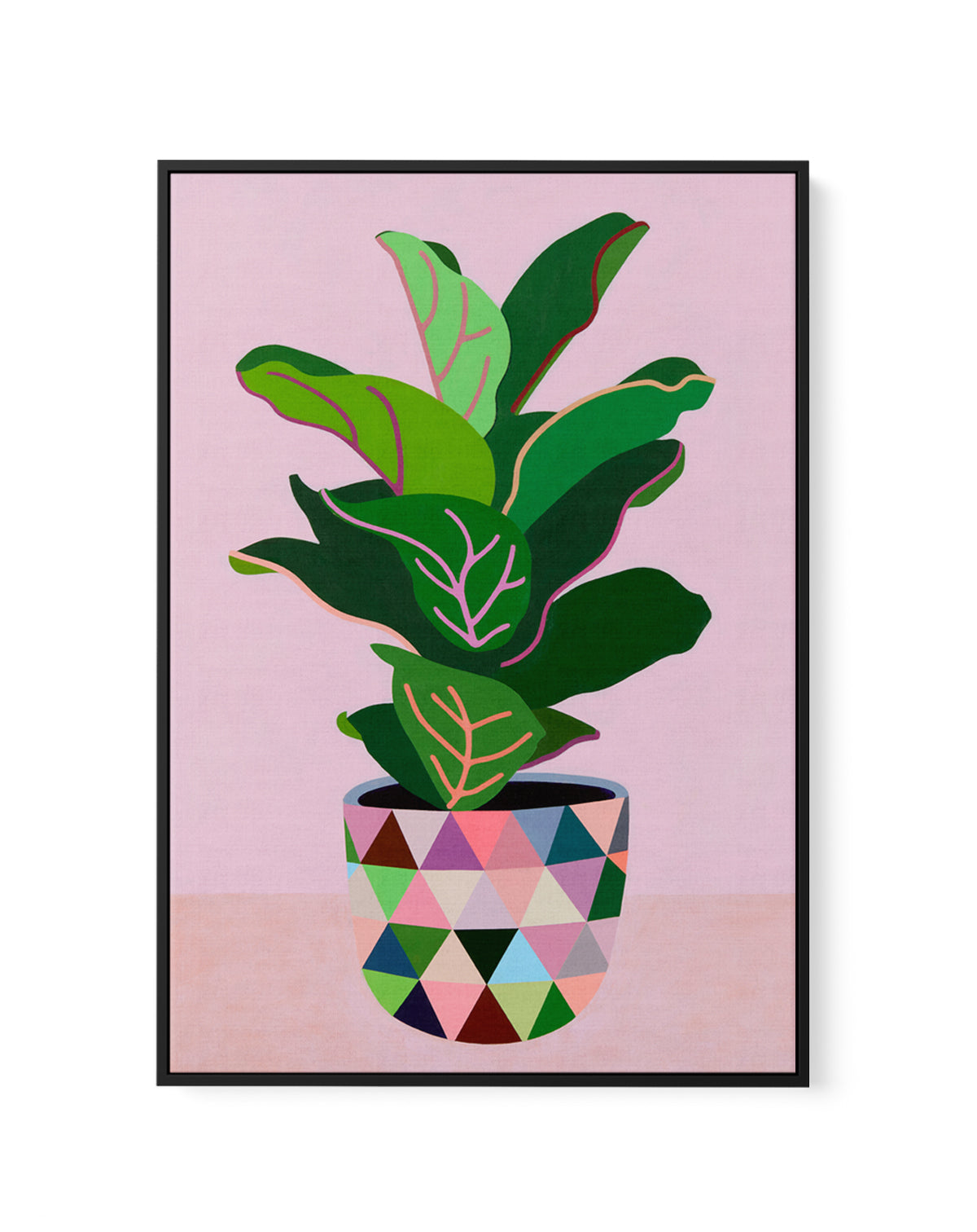 Plant with Pink Vase by Naomi Taitz Duffy | Framed Canvas Art Print