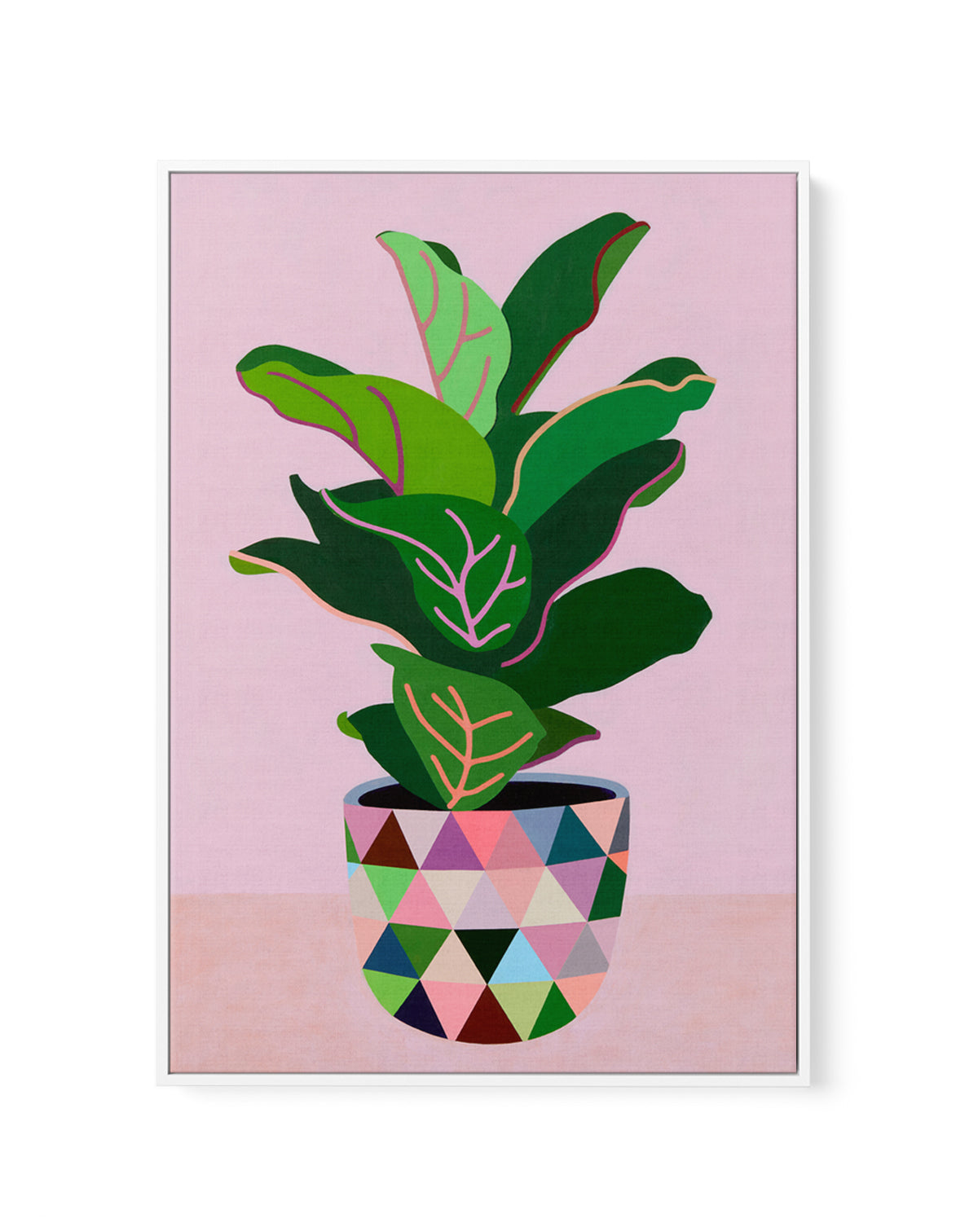 Plant with Pink Vase by Naomi Taitz Duffy | Framed Canvas Art Print