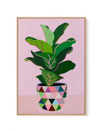 Plant with Pink Vase by Naomi Taitz Duffy | Framed Canvas Wall Art