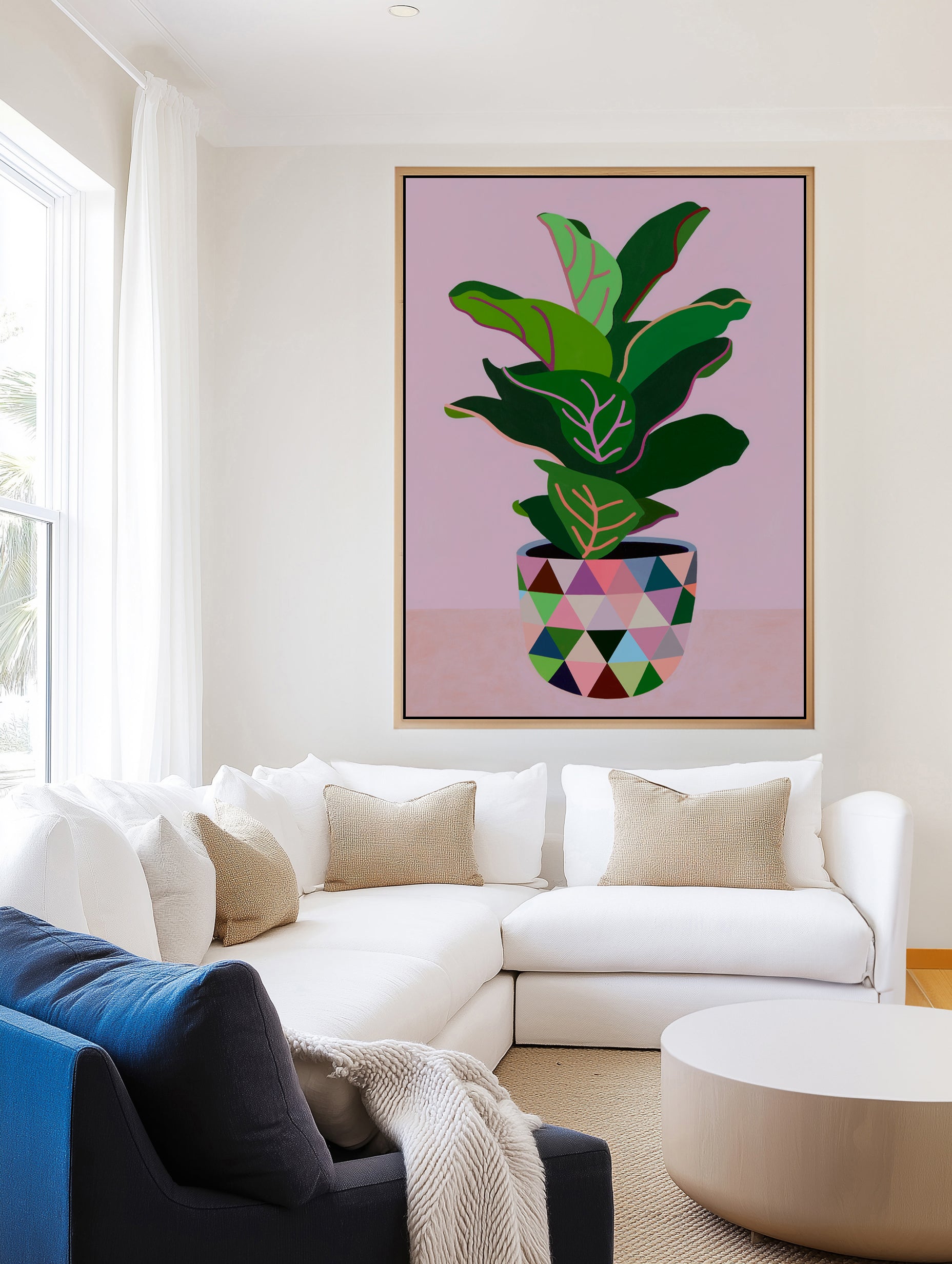 Plant with Pink Vase by Naomi Taitz Duffy | Framed Canvas Art Print