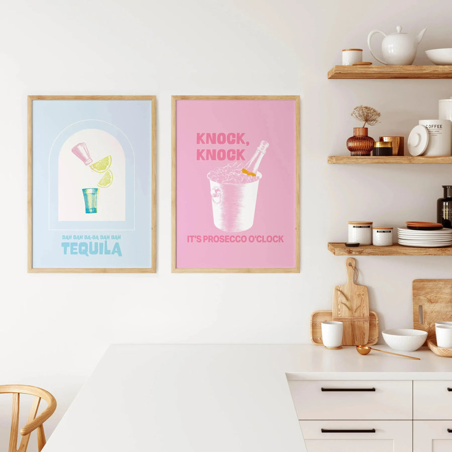 Knock Knock It's Prosecco O'Clock Art Print-PRINT-Olive et Oriel-Olive et Oriel-Buy-Australian-Art-Prints-Online-with-Olive-et-Oriel-Your-Artwork-Specialists-Austrailia-Decorate-With-Coastal-Photo-Wall-Art-Prints-From-Our-Beach-House-Artwork-Collection-Fine-Poster-and-Framed-Artwork