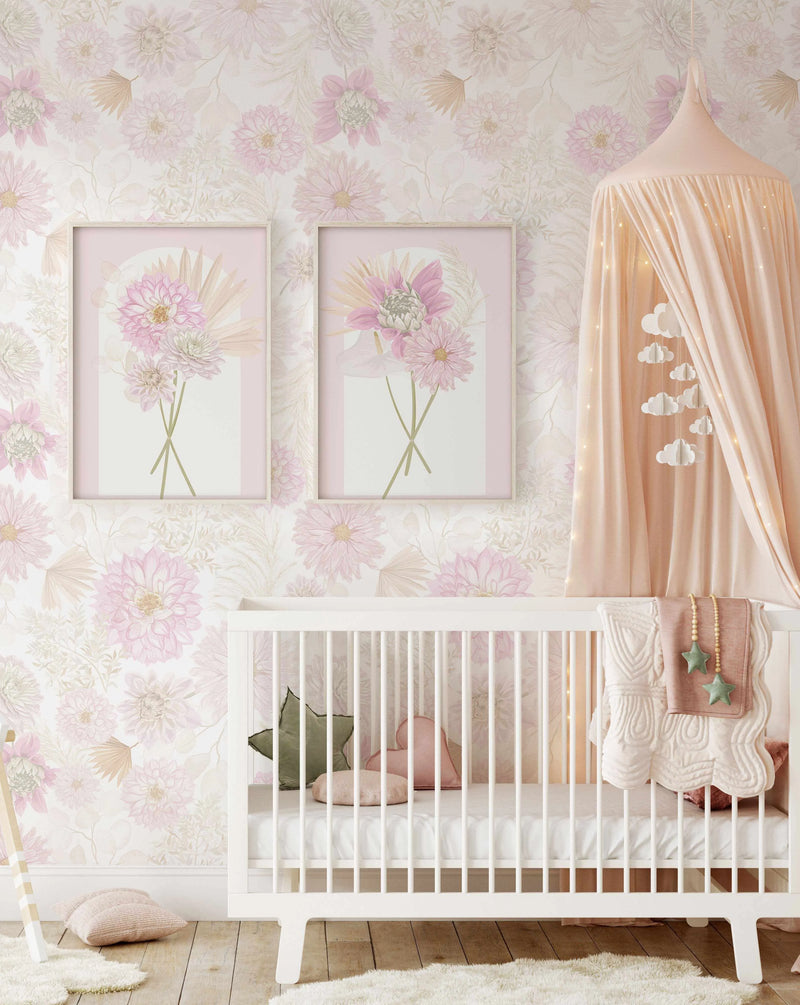 Dahlias In Bloom Wallpaper Mural-Wallpaper-Buy Kids Removable Wallpaper Online Our Custom Made Children√¢‚Ç¨‚Ñ¢s Wallpapers Are A Fun Way To Decorate And Enhance Boys Bedroom Decor And Girls Bedrooms They Are An Amazing Addition To Your Kids Bedroom Walls Our Collection of Kids Wallpaper Is Sure To Transform Your Kids Rooms Interior Style From Pink Wallpaper To Dinosaur Wallpaper Even Marble Wallpapers For Teen Boys Shop Peel And Stick Wallpaper Online Today With Olive et Oriel