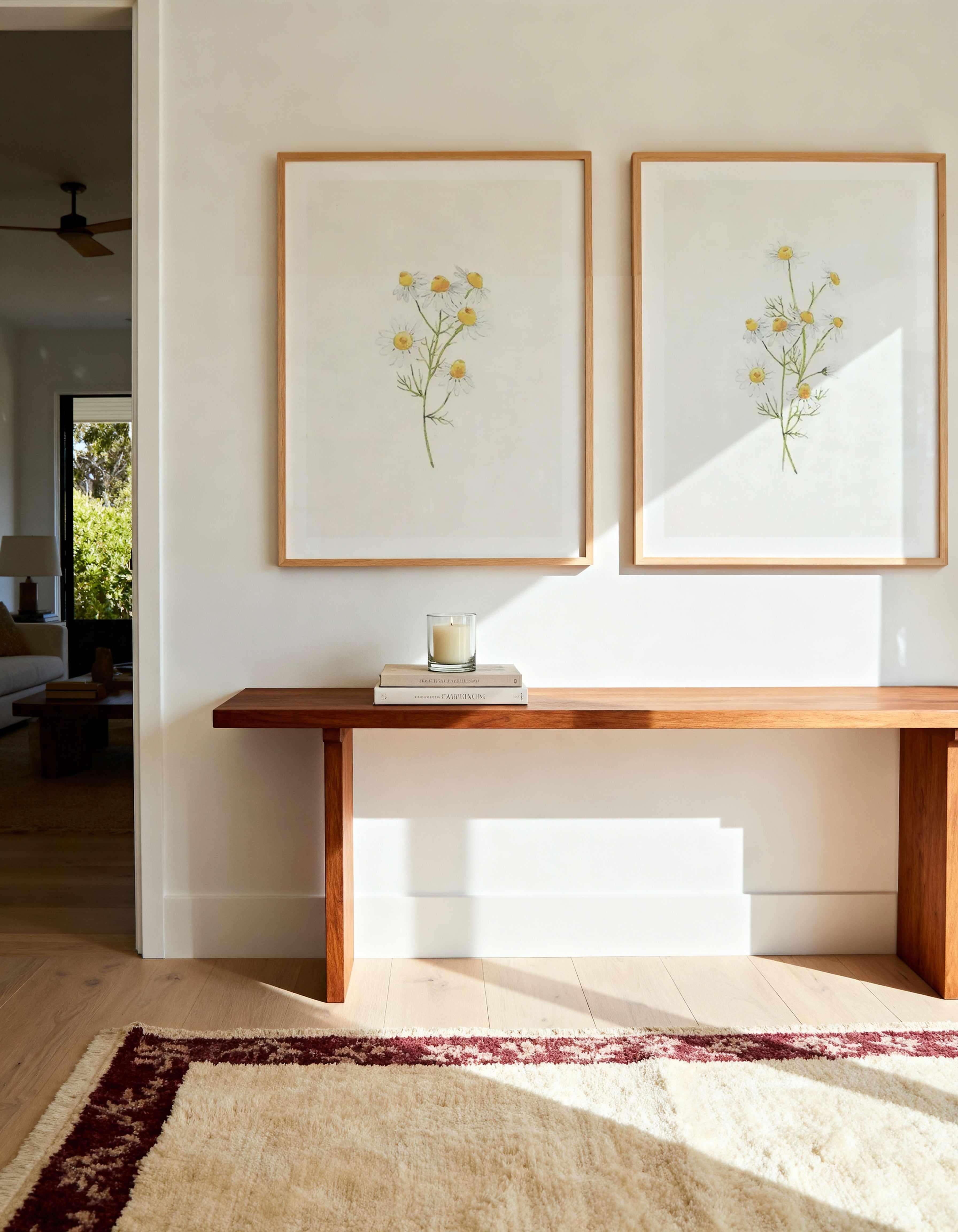 Daisies on Linen I & II Art Print Set of 2 | Matching Wall Art from Olive et Oriel where you can shop wallpaper and artworks online