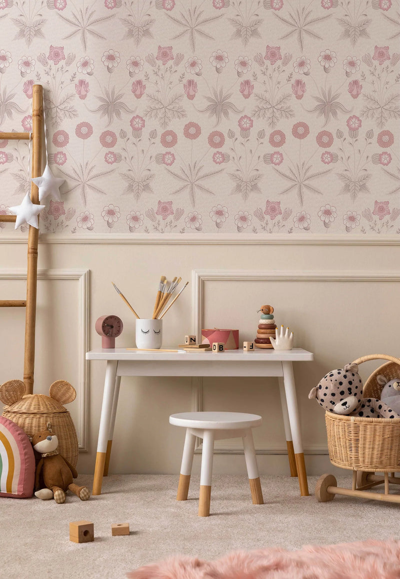 Daisy in Soft Pink by William Morris Wallpaper from Olive et Oriel where you can shop wallpaper and artworks online