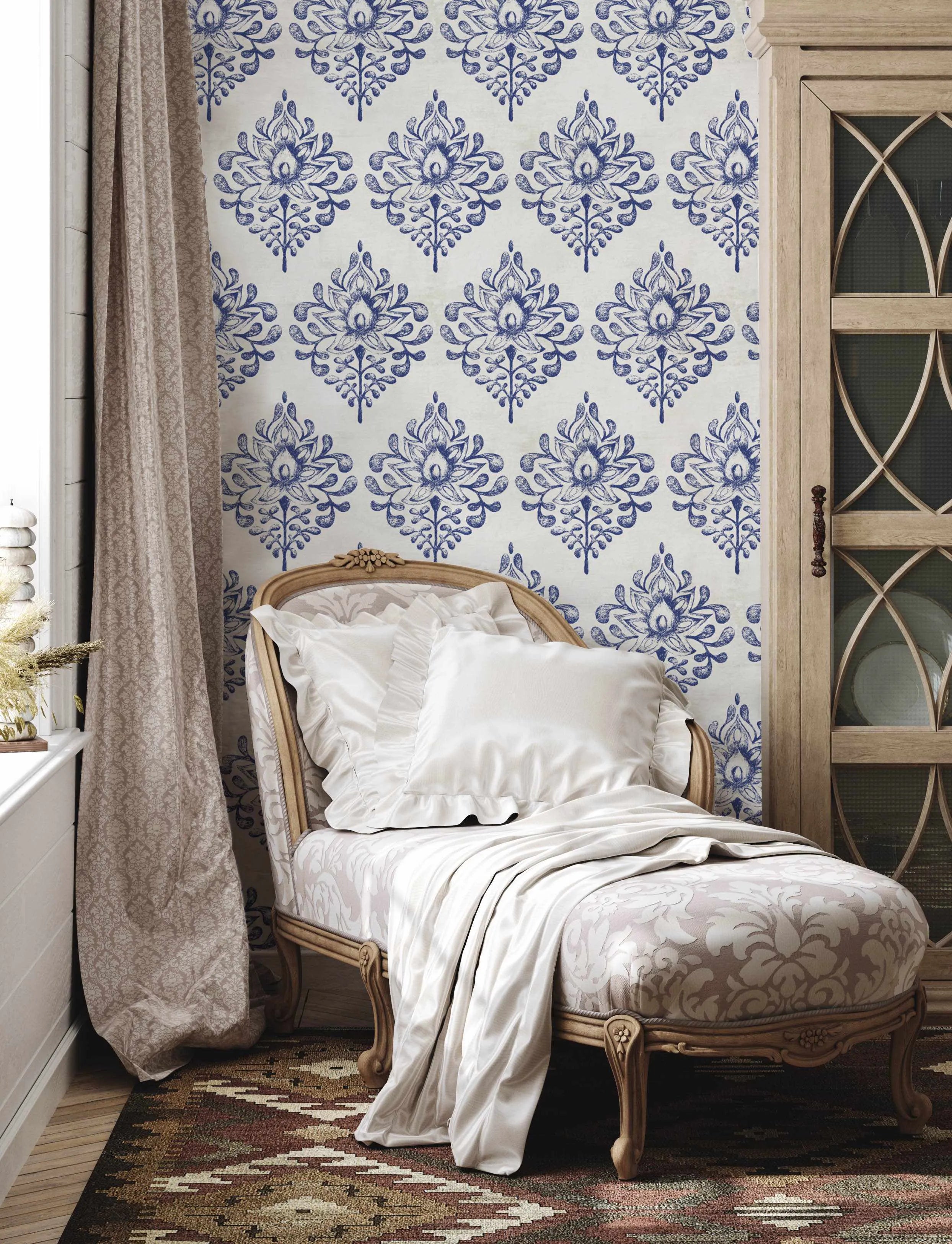 Damask Flower Wallpaper from Olive et Oriel where you can shop wallpaper and artworks online