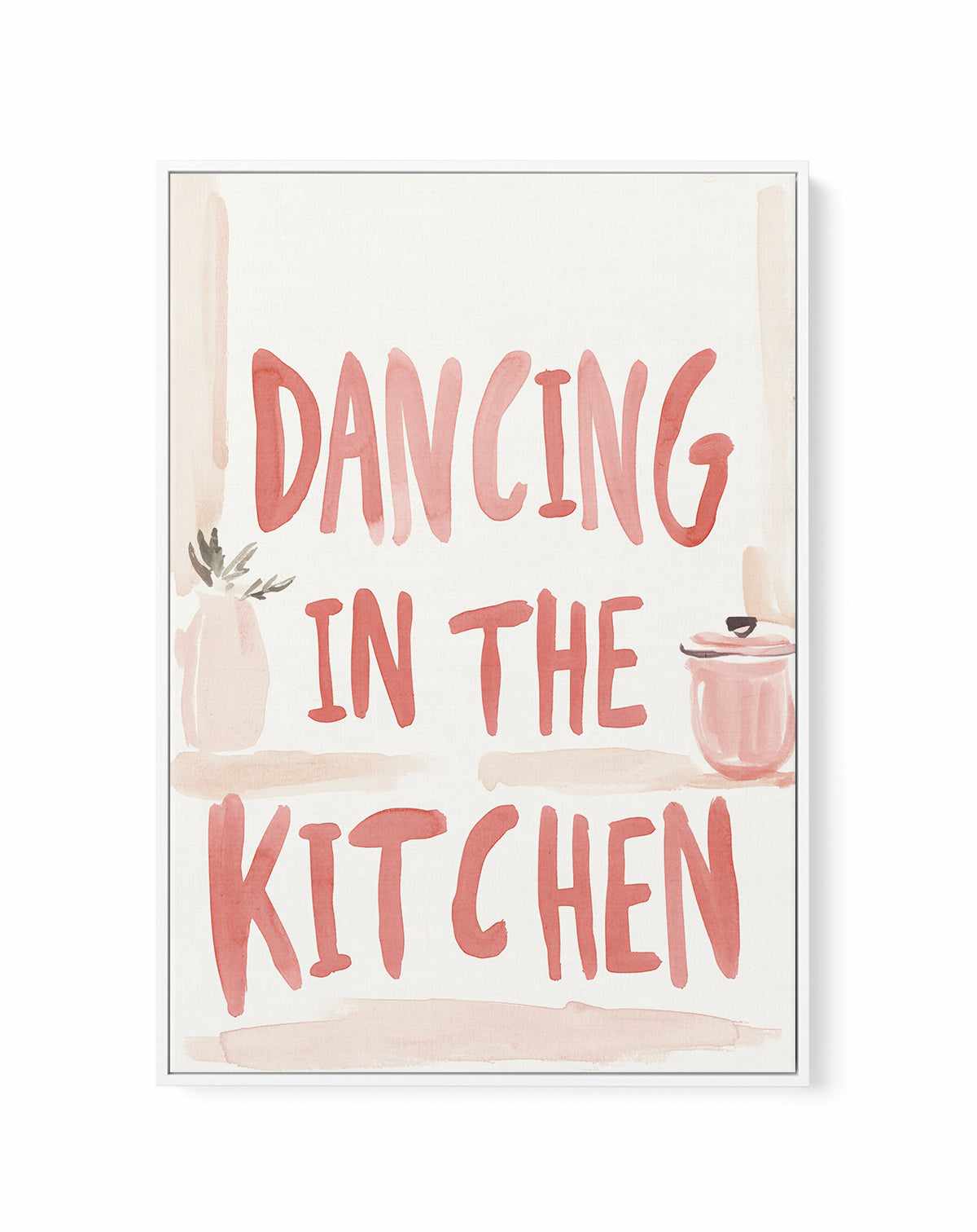 Dancing in the kitchen | Framed Canvas Art Print