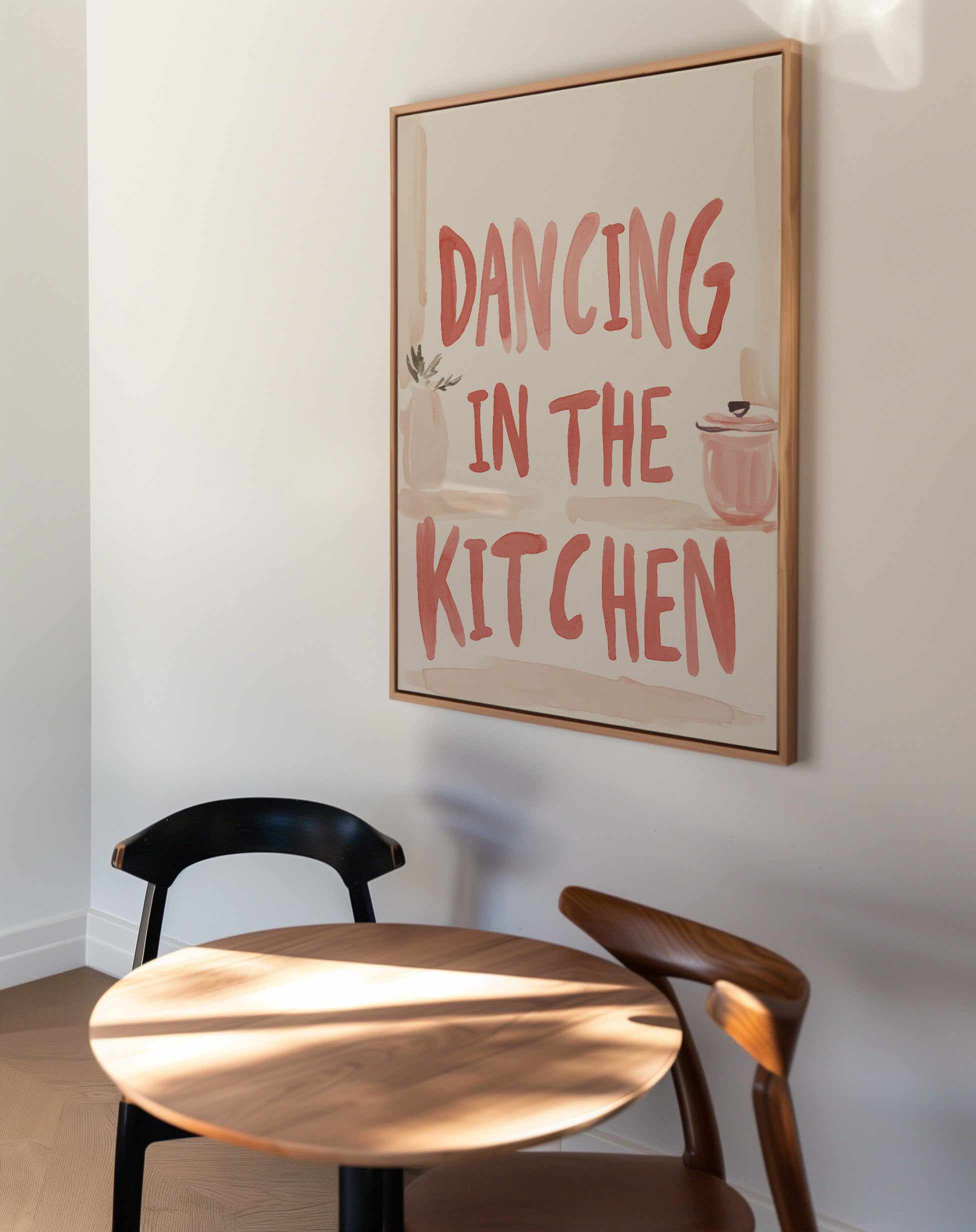 Dancing in the kitchen | Framed Canvas Art Print