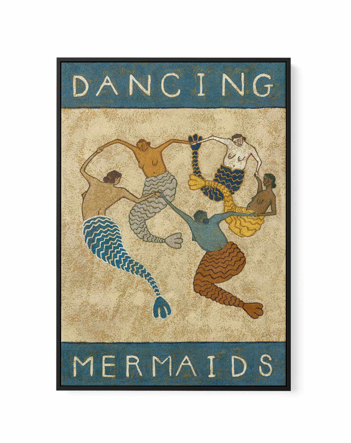 Dancing Mermaids by Julie Celina  | Framed Canvas Art Print