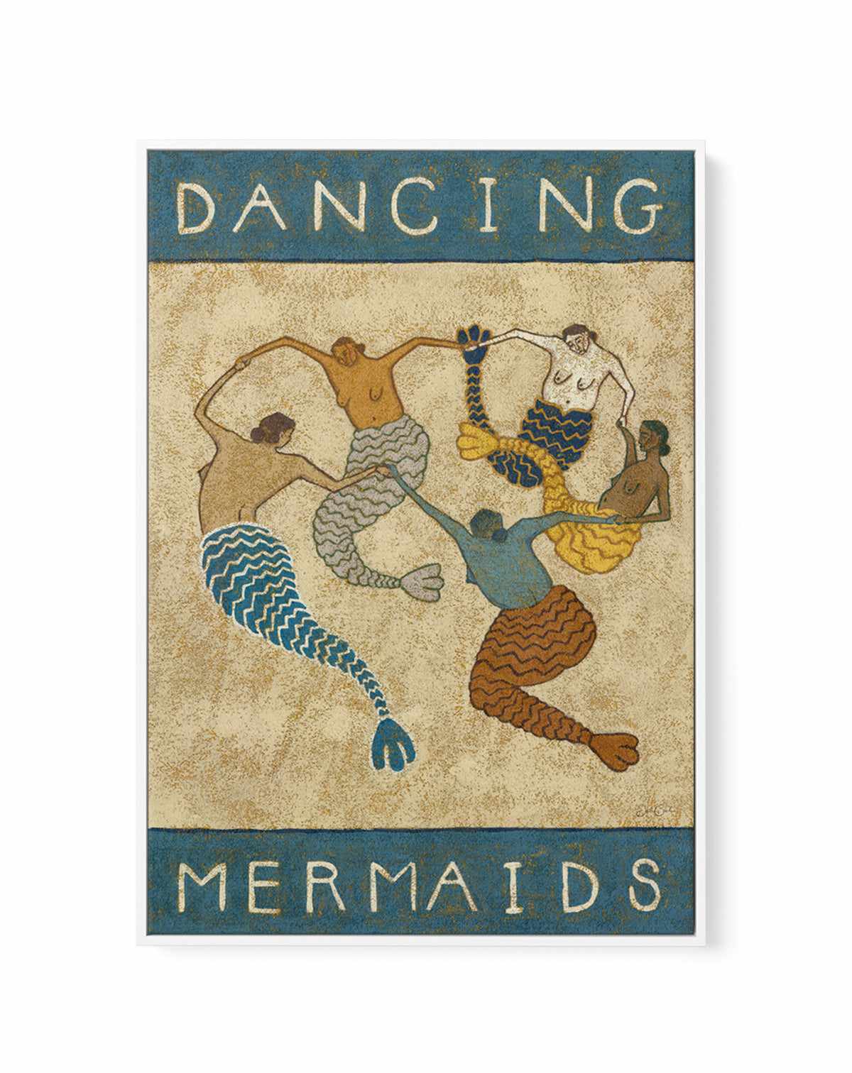 Dancing Mermaids by Julie Celina  | Framed Canvas Art Print