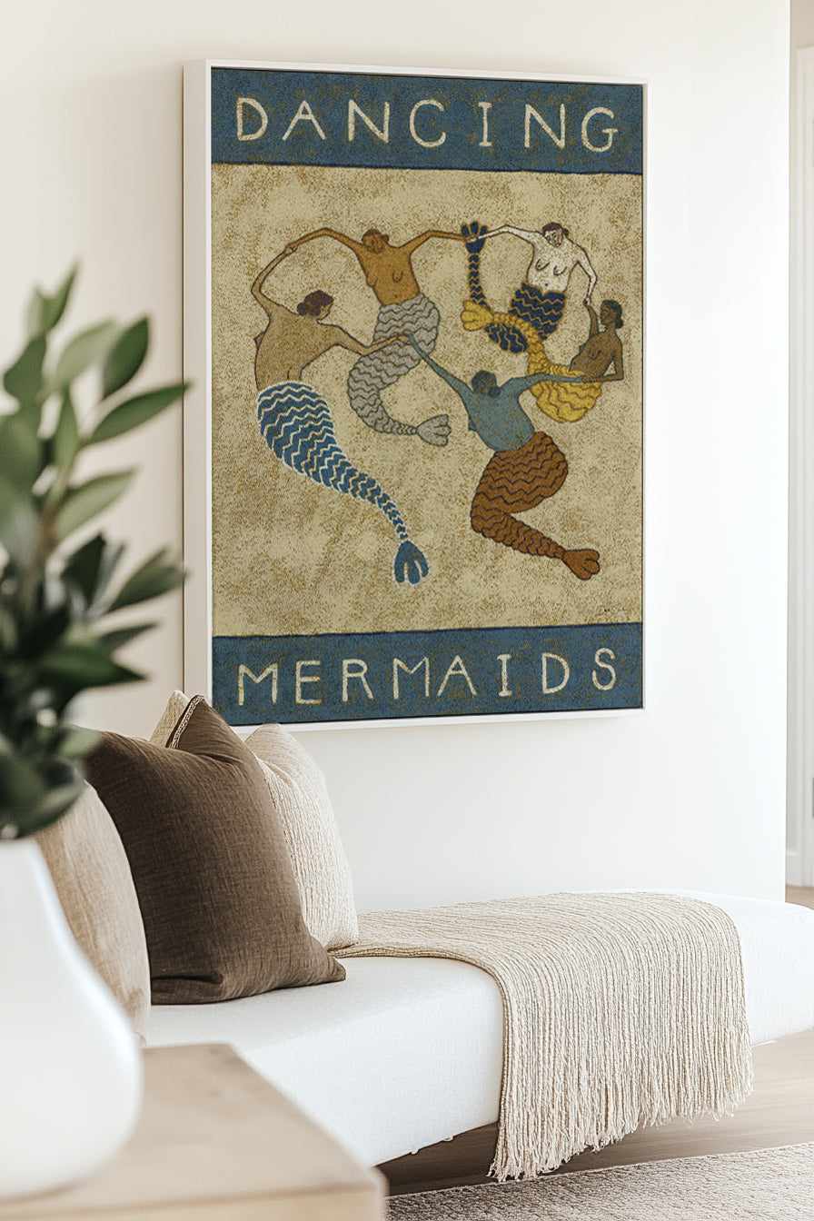 Dancing Mermaids by Julie Celina  | Framed Canvas Art Print