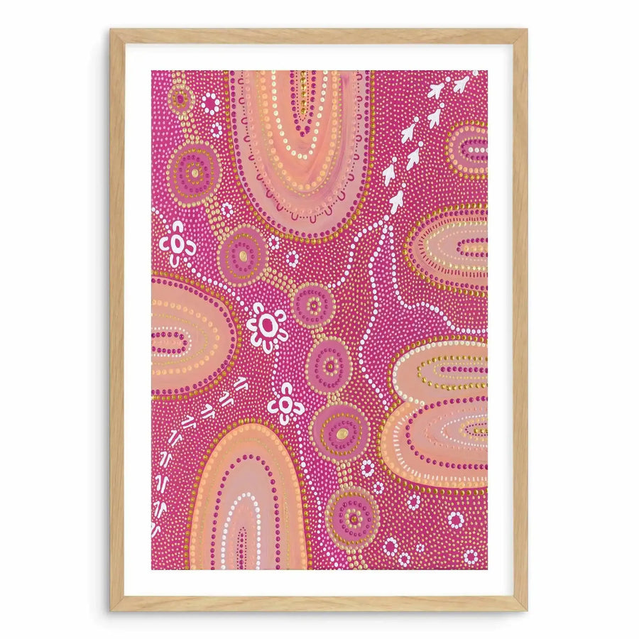 Dancing On Country I By Domica Hill Art Print-PRINT-Olive et Oriel-Domica Hill-A5 | 5.8" x 8.3" | 14.8 x 21cm-Oak-With White Border-Buy-Australian-Art-Prints-Online-with-Olive-et-Oriel-Your-Artwork-Specialists-Austrailia-Decorate-With-Coastal-Photo-Wall-Art-Prints-From-Our-Beach-House-Artwork-Collection-Fine-Poster-and-Framed-Artwork