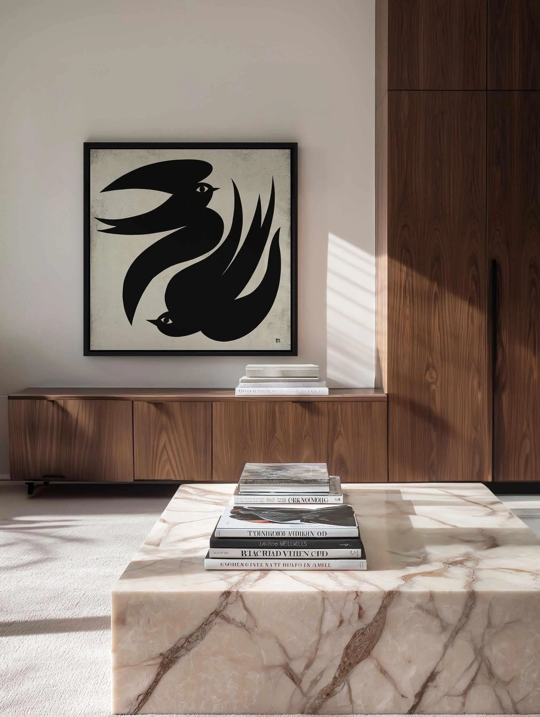 Dancing Swallows by Marco Marella | Framed Canvas Art Print from Olive et Oriel where you can shop wallpaper and artworks online