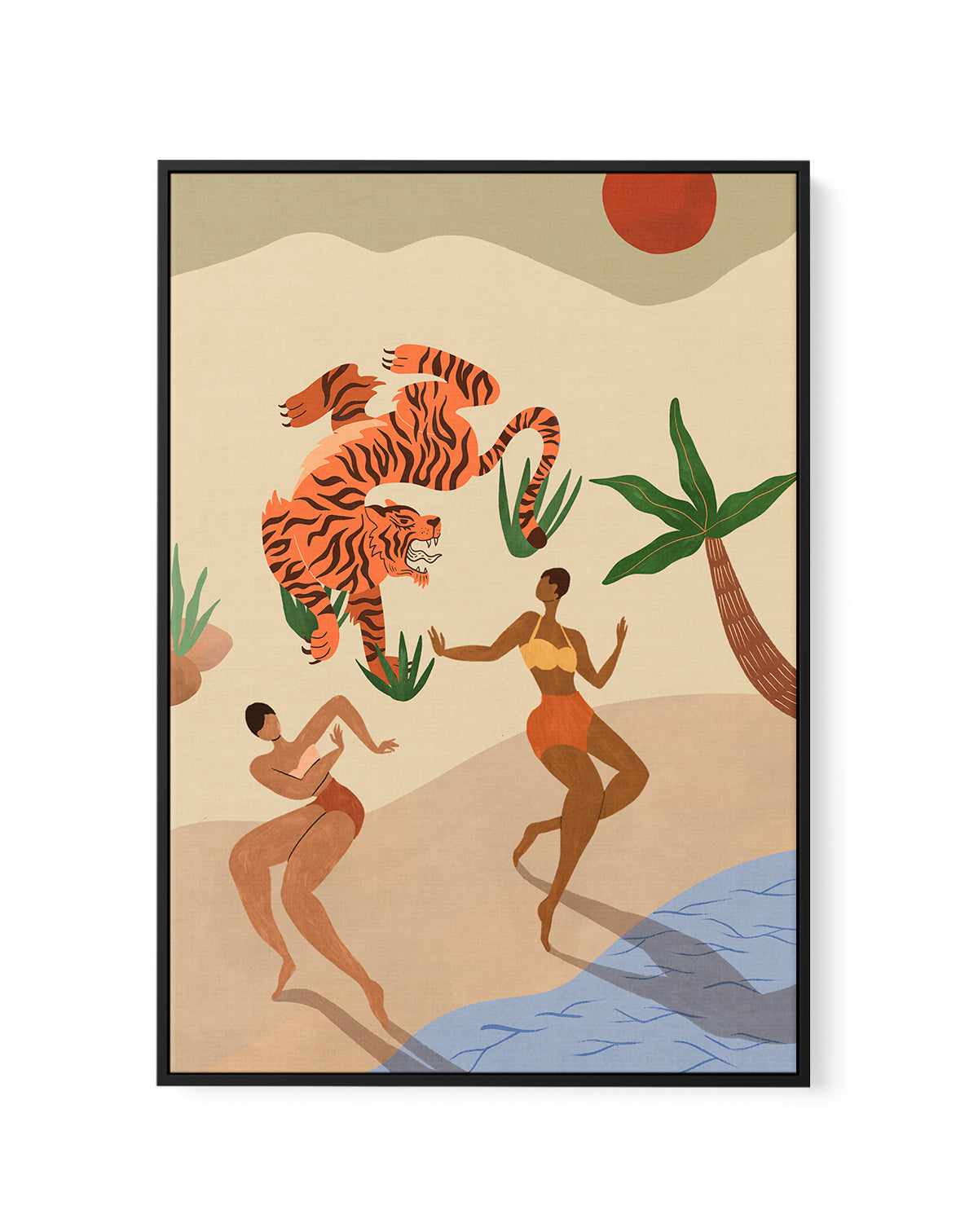 Dancing Tiger by Arty Guava | Framed Canvas Art Print