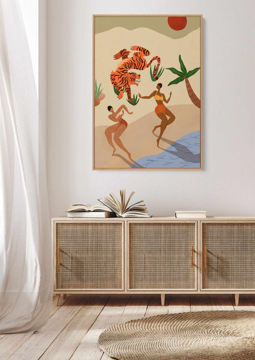 Dancing Tiger by Arty Guava | Framed Canvas Art Print