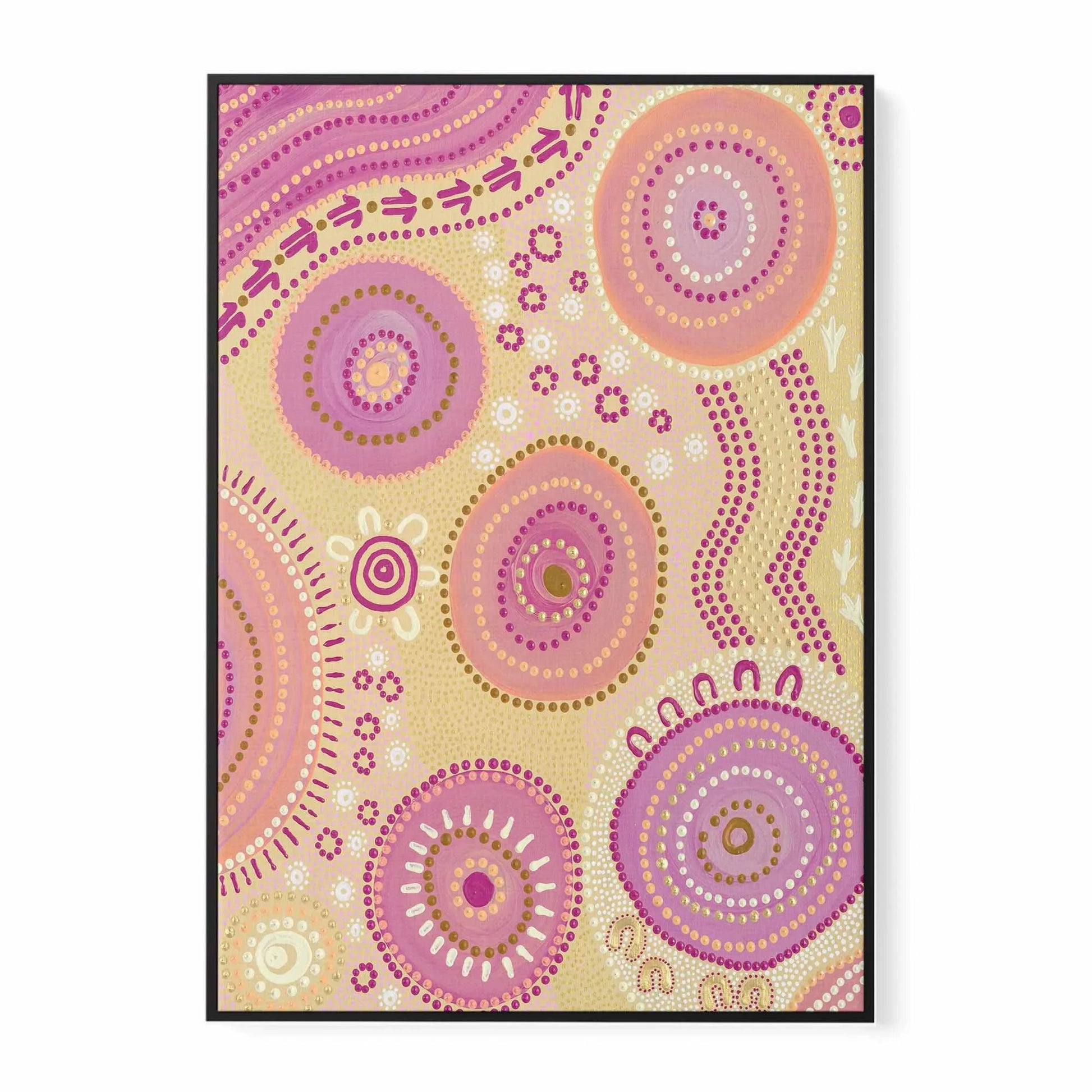 Dancing on Country III by Domica Hill | Framed Canvas Art Print from Olive et Oriel where you can shop wallpaper and artworks online