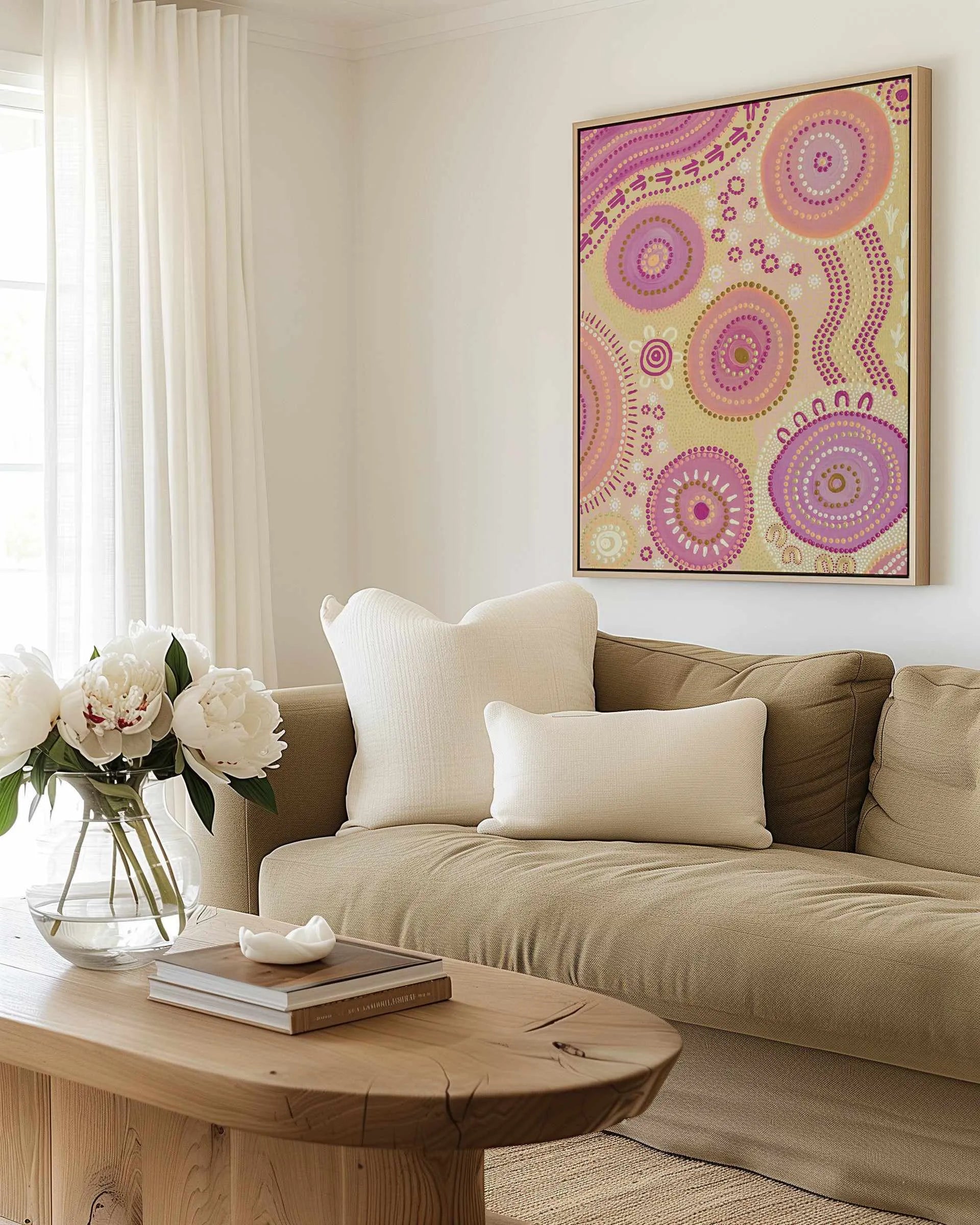 Dancing on Country III by Domica Hill | Framed Canvas Art Print from Olive et Oriel where you can shop wallpaper and artworks online