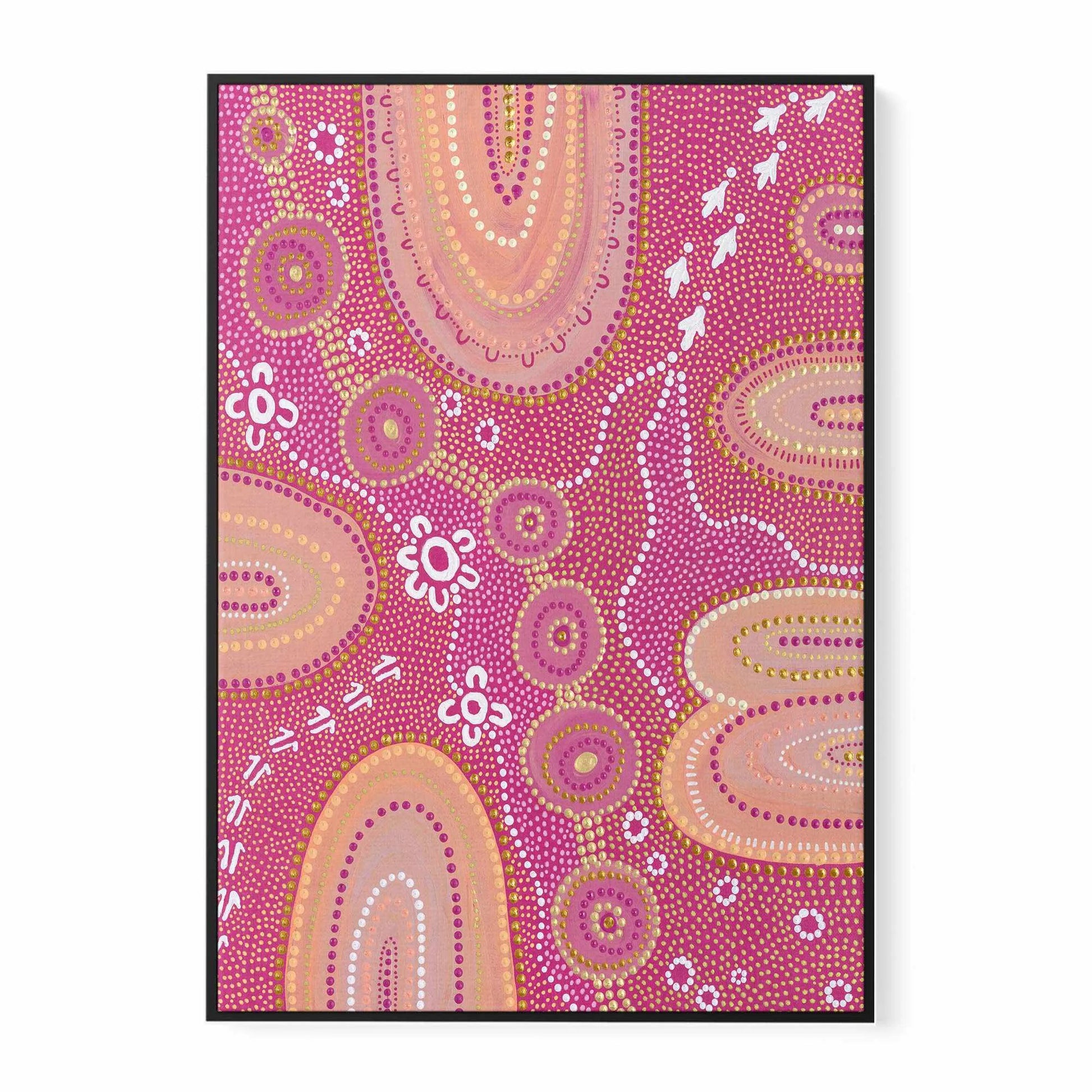 Dancing on Country I by Domica Hill | Framed Canvas Art Print from Olive et Oriel where you can shop wallpaper and artworks online