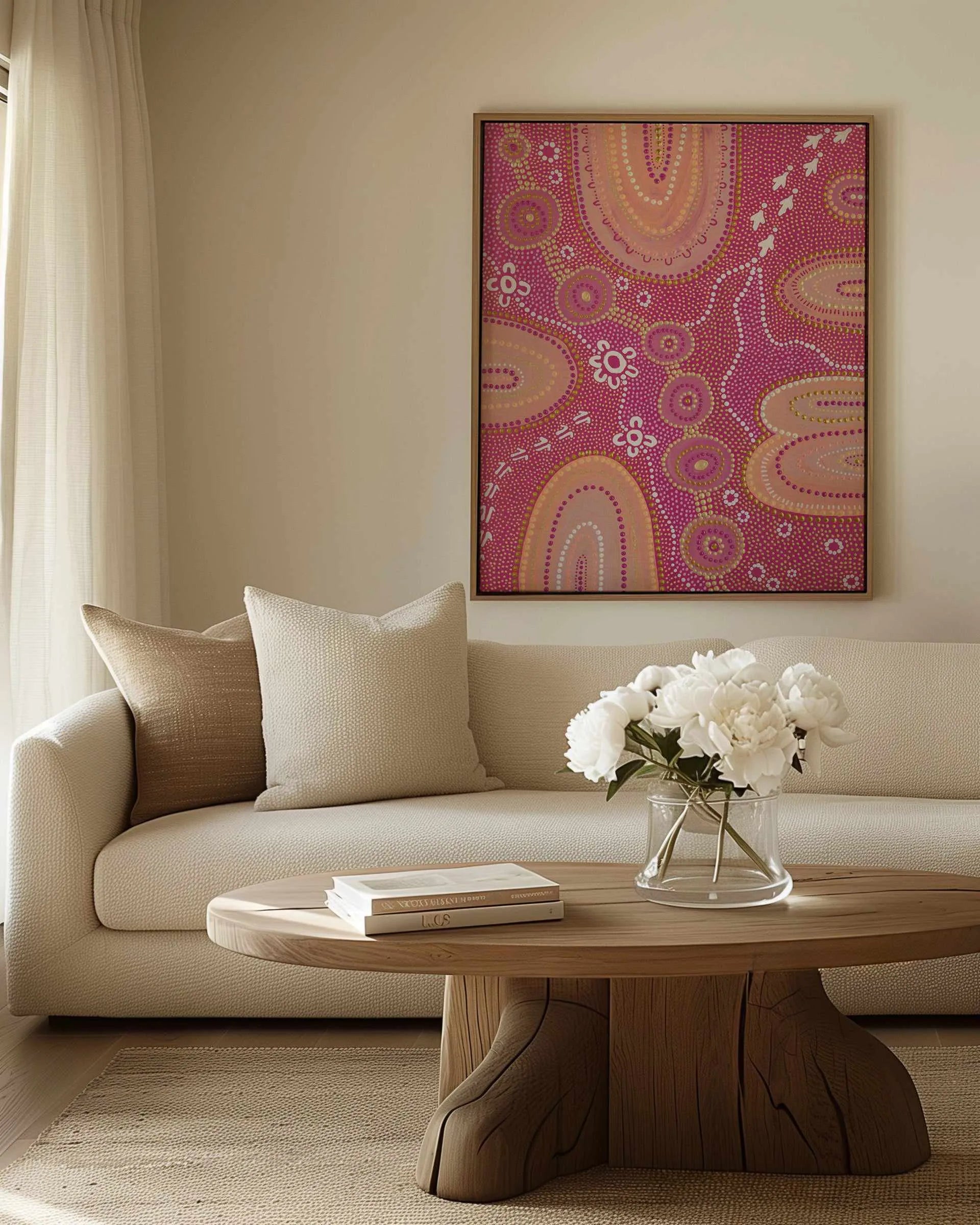 Dancing on Country I by Domica Hill | Framed Canvas Art Print from Olive et Oriel where you can shop wallpaper and artworks online