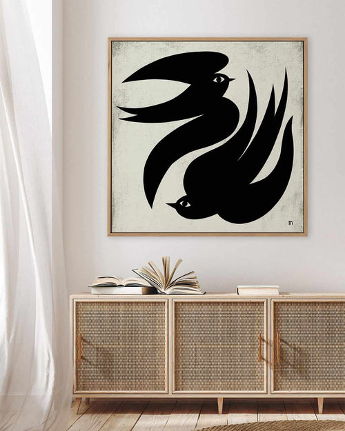 Dancing Swallows by Marco Marella | Framed Canvas Art Print