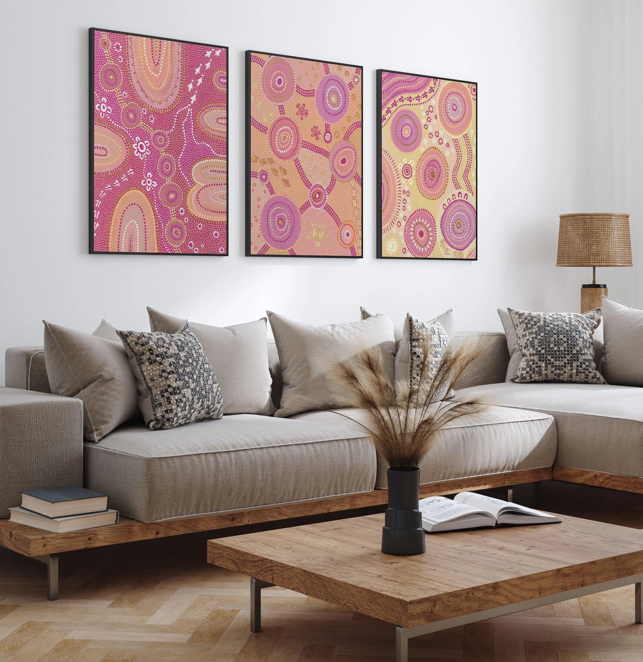 Dancing on Country II by Domica Hill | Framed Canvas-CANVAS-You can shop wall art online with Olive et Oriel for everything from abstract art to fun kids wall art. Our beautiful modern art prints and canvas art are available from large canvas prints to wall art paintings and our proudly Australian artwork collection offers only the highest quality framed large wall art and canvas art Australia - You can buy fashion photography prints or Hampton print posters and paintings on canvas from Olive et