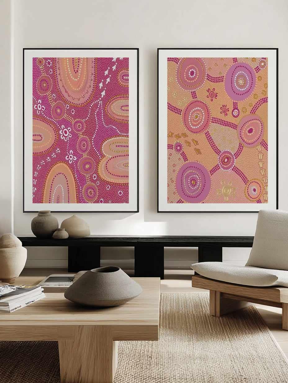 Dancing on Country I & II by Domica Hill Art Print Set of 2 | Matching Wall Art from Olive et Oriel where you can shop wallpaper and artworks online